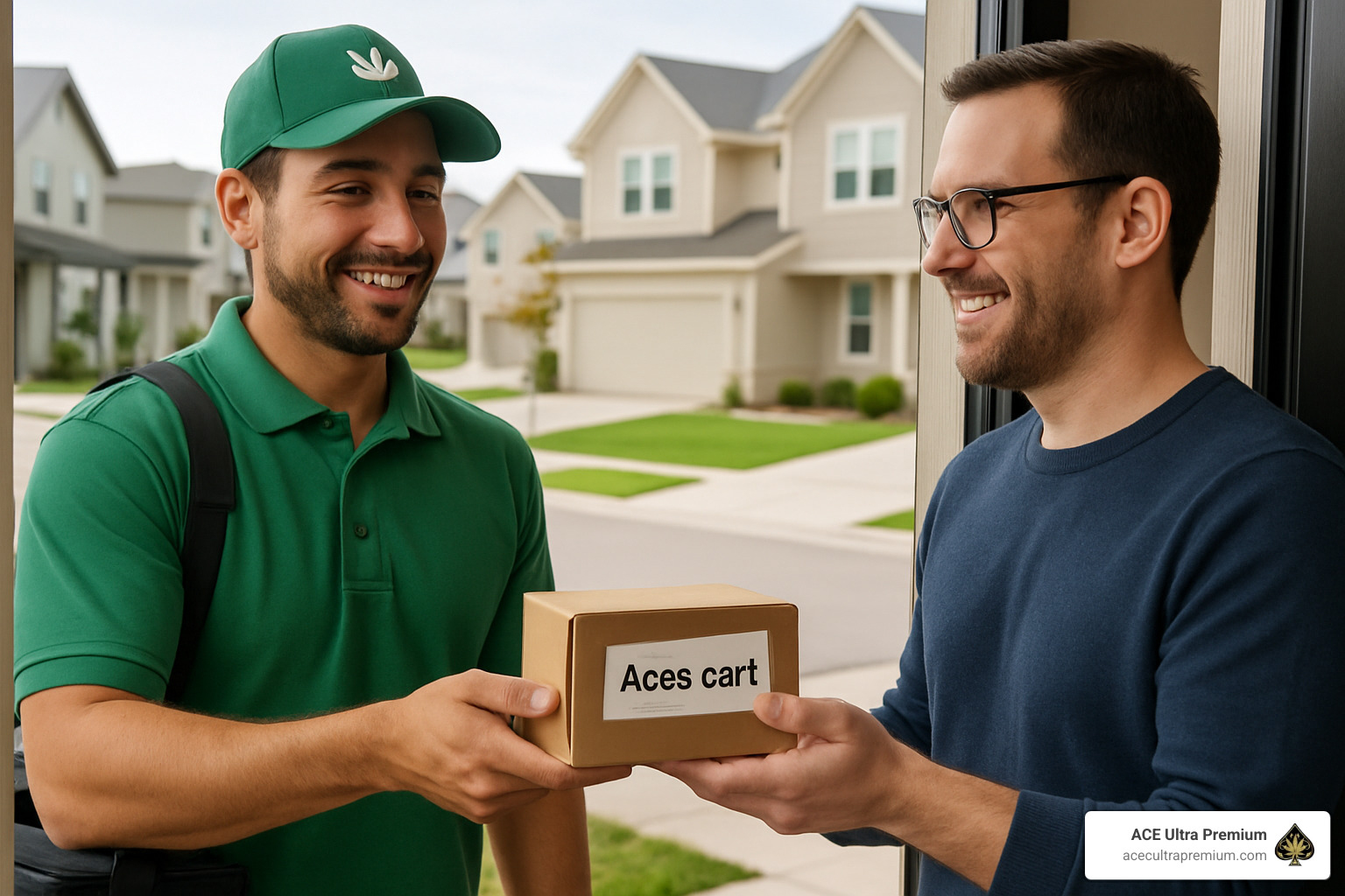 Cannabis delivery service bringing Aces cart to customer - aces cart Cannabis delivery service bringing Aces cart to customer - aces cart