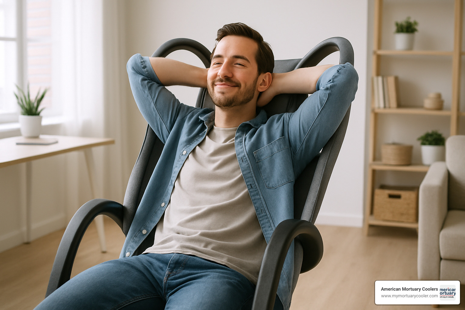 Person experiencing stress relief while using a stretch chair - stretch chair