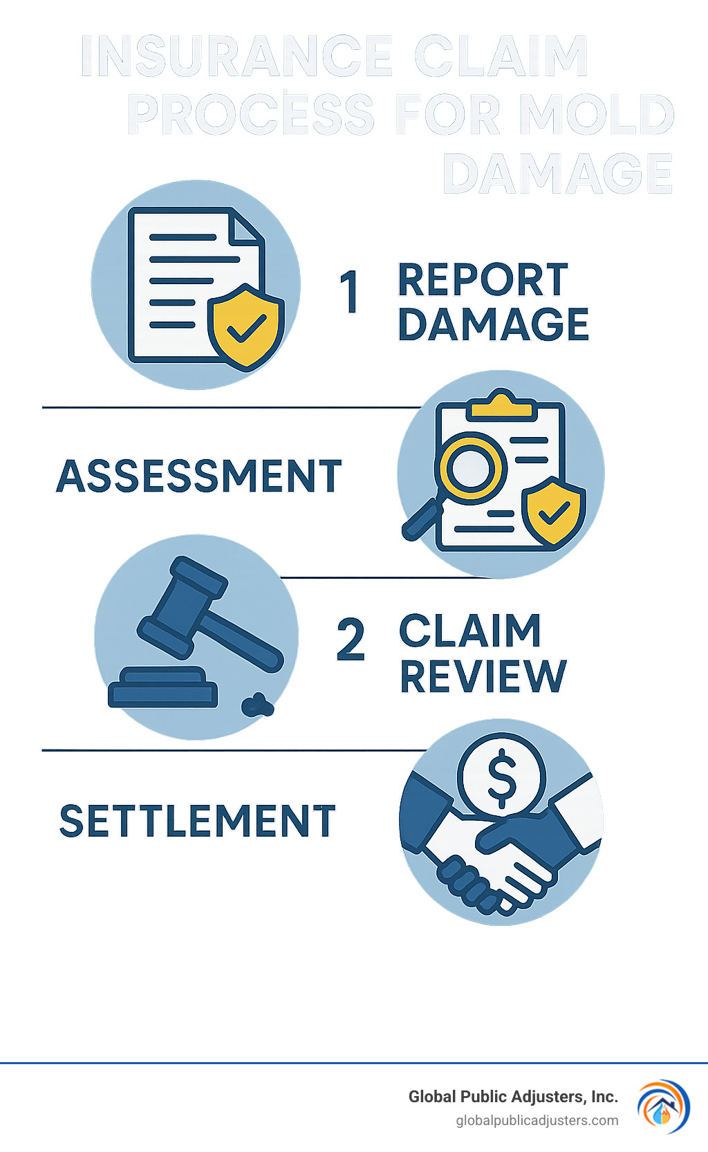 Insurance claim process for mold damage - construction delays claim from mold water damage infographic 
