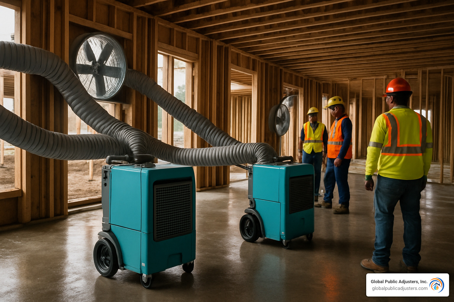 on-site dehumidifiers preventing mold growth - construction delays claim from mold water damage