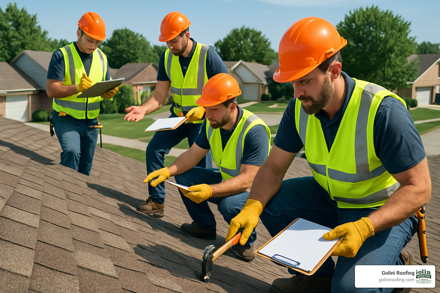 roofing professionals performing multi-point inspection - companies for roofing