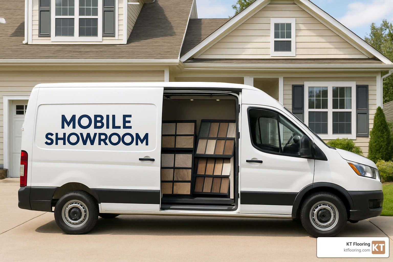mobile showroom van with flooring samples - flooring companies dover nh