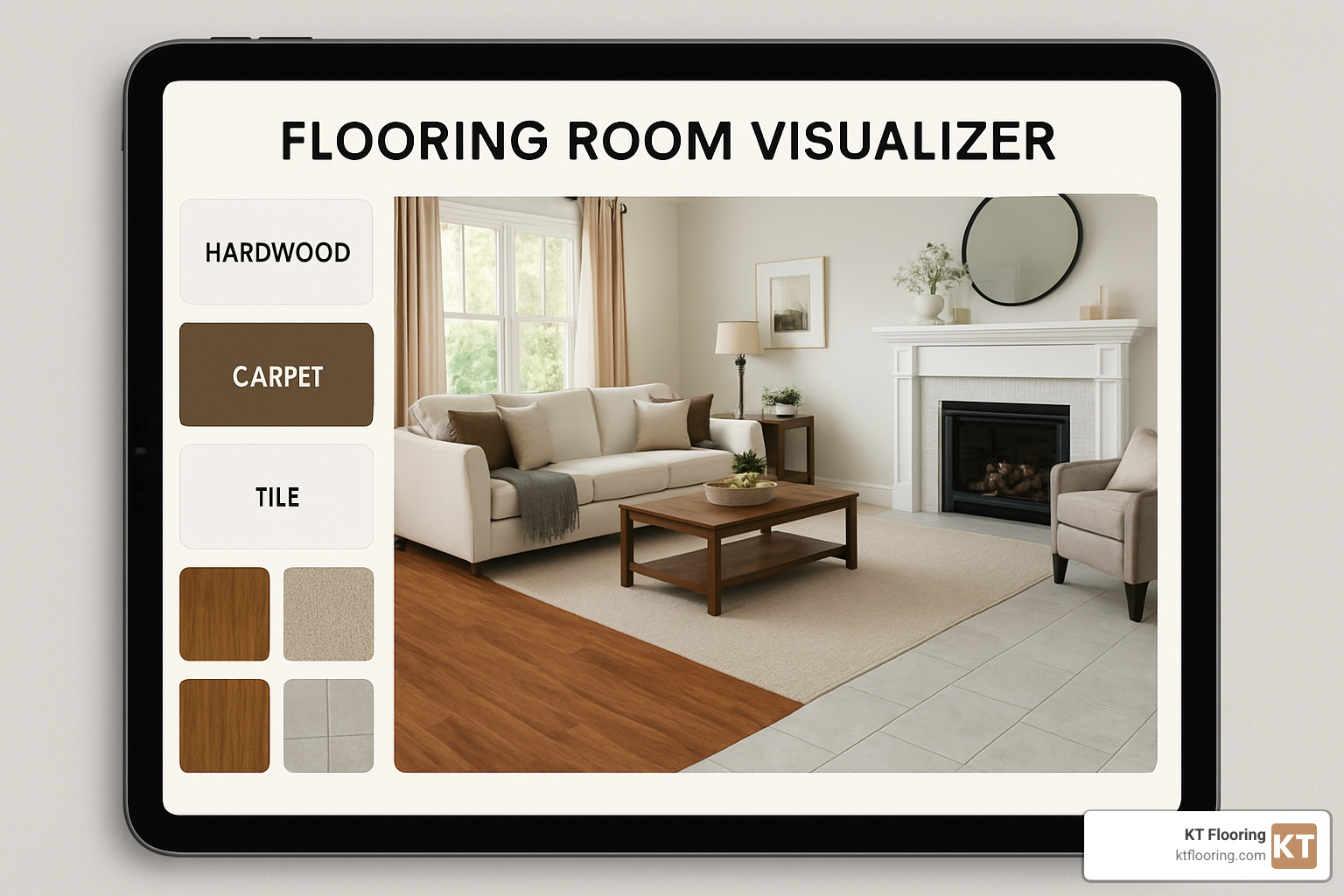 room visualizer tool showing different flooring options - flooring companies dover nh