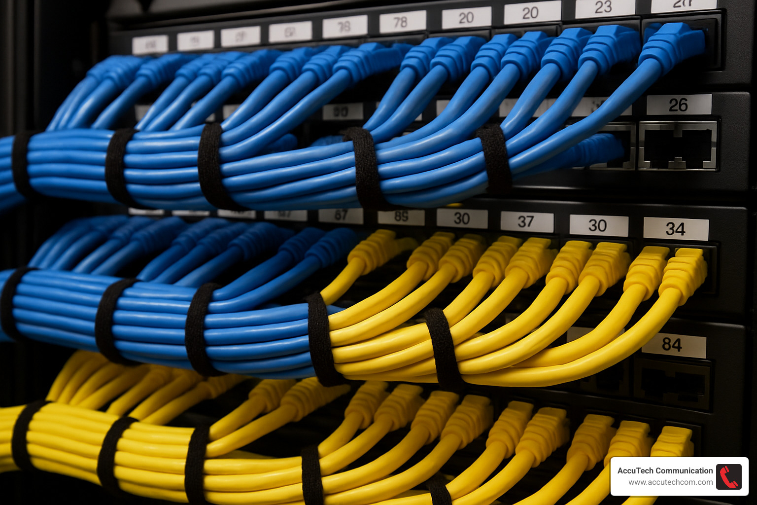 neatly bundled cables - Cabling Networking