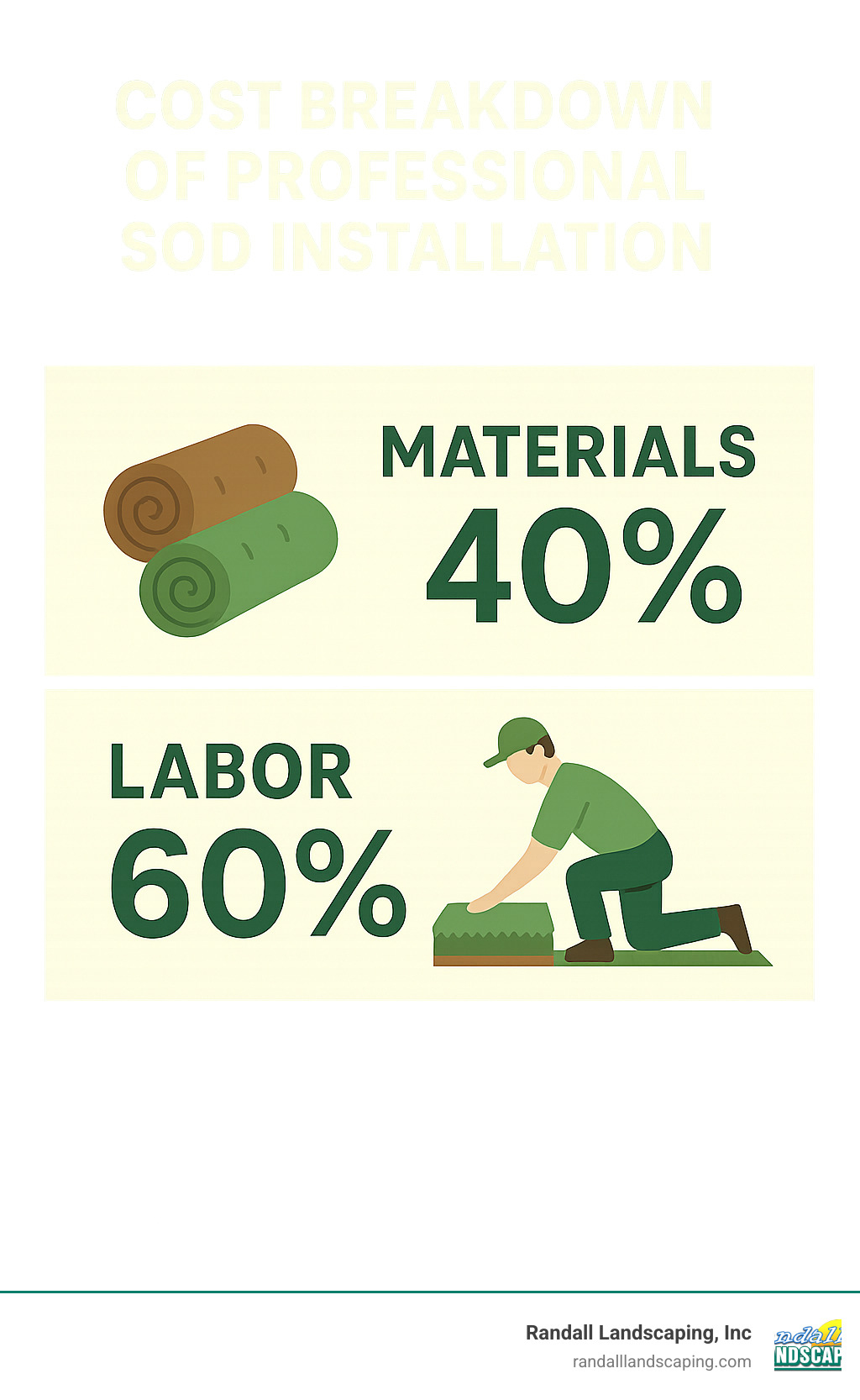 cost breakdown of professional sod installation showing materials and labor - professional sod installation near me infographic