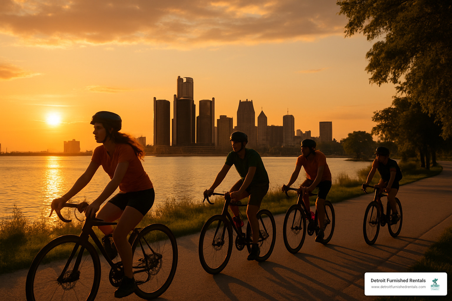Sunset ride on Belle Isle - Detroit bike rentals