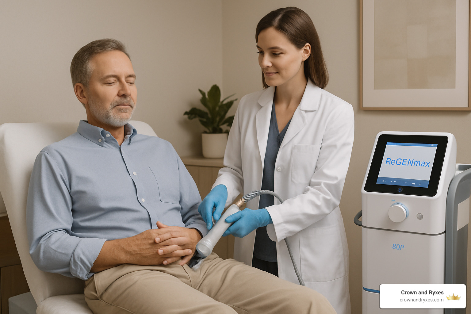 REGENmax treatment session at Crown and Ryxes - erectile disfunction treatment clermont