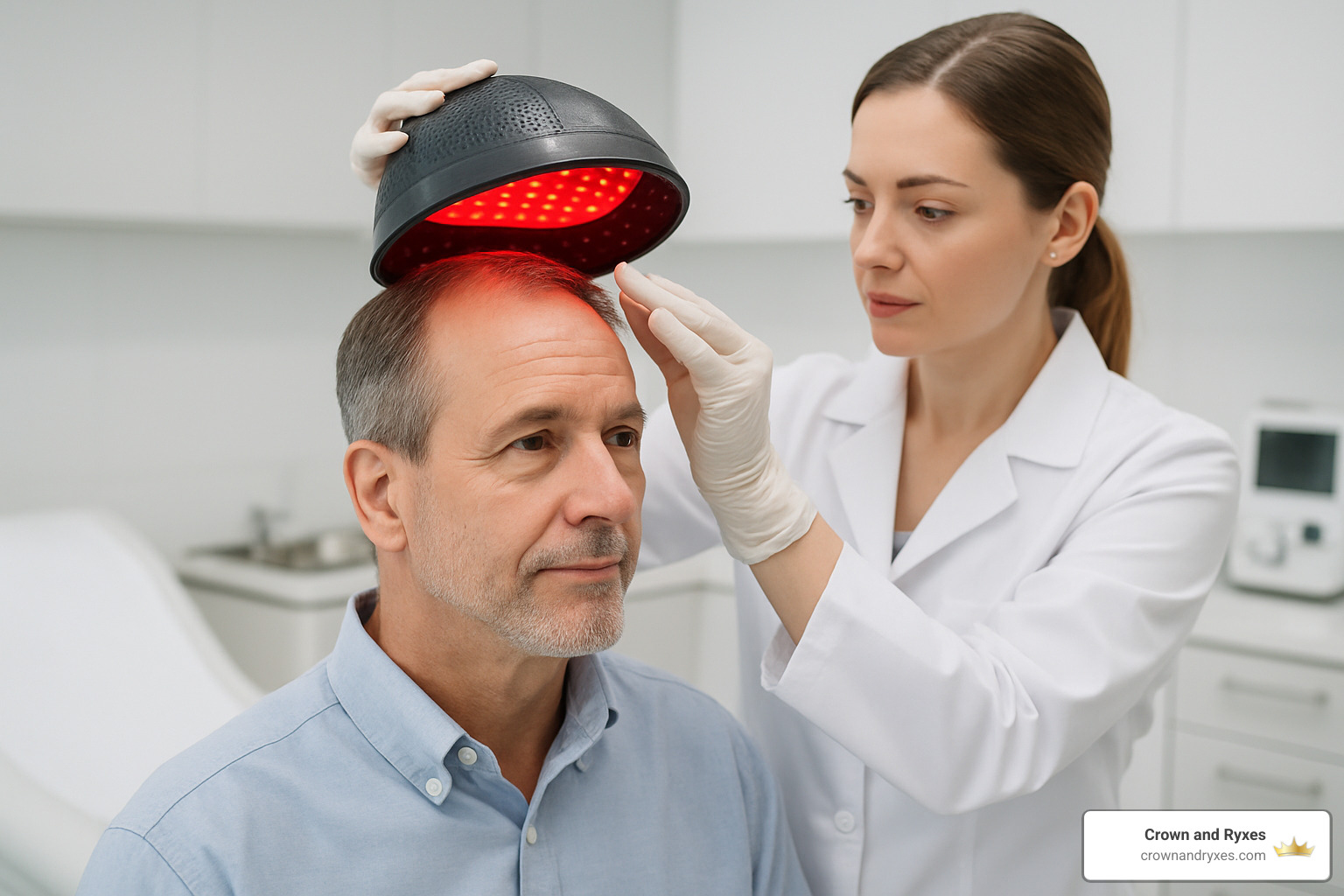 man receiving hair treatment - best hair regrowth treatment for men