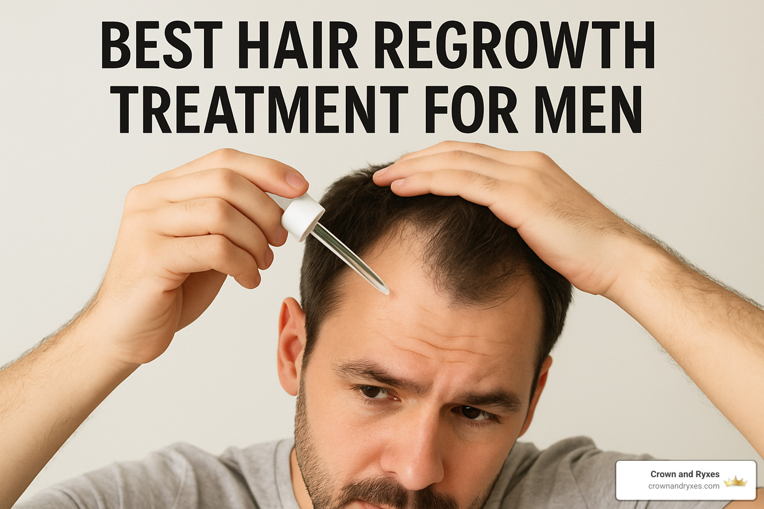 man applying minoxidil to scalp - best hair regrowth treatment for men