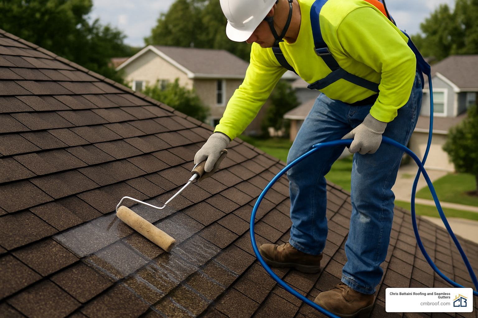 application of roof coating to extend asphalt shingle life - asphalt shingle roof repair
