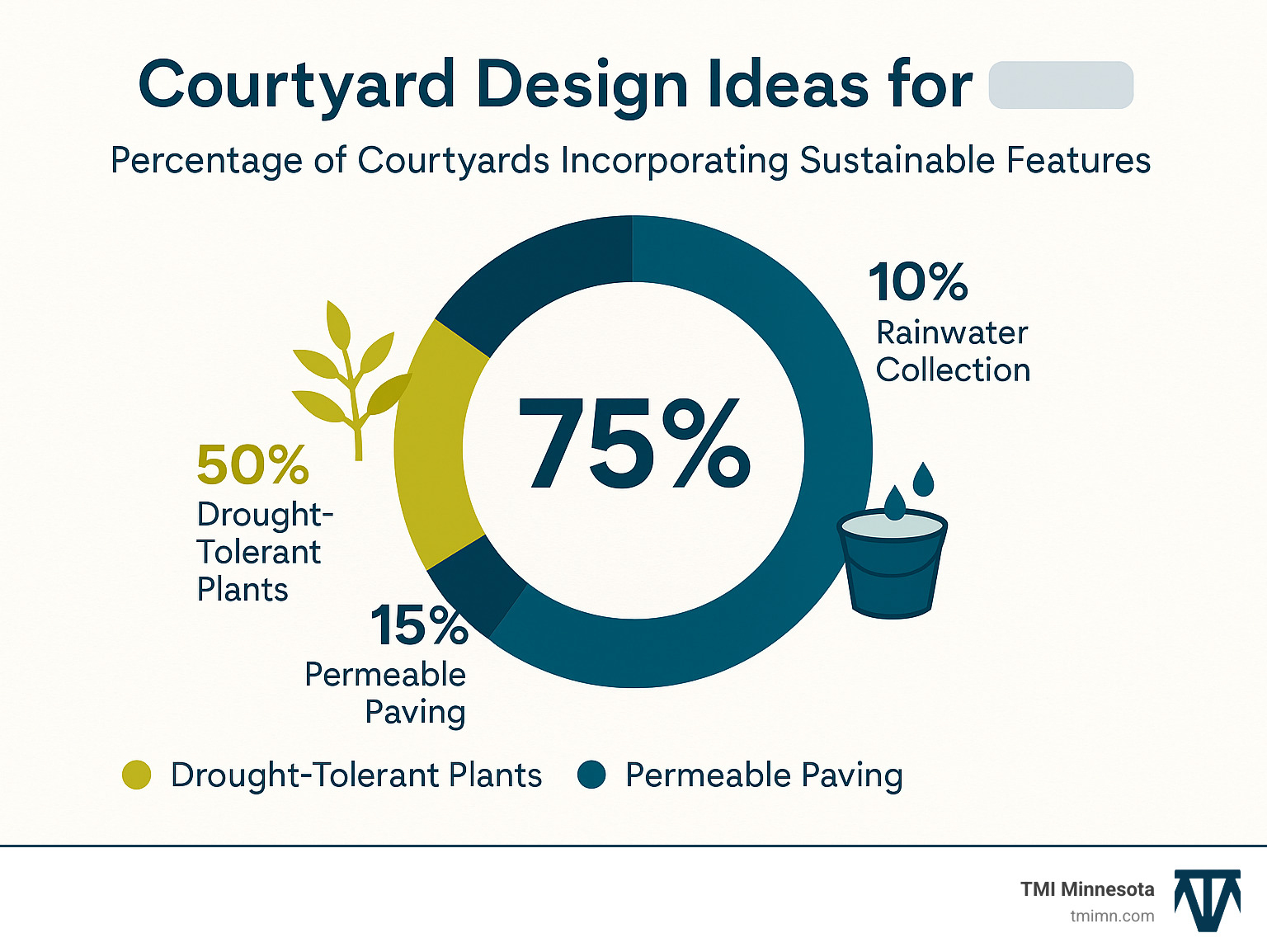 46293483180a3aec158539979daf2b9ca3be7231 Courtyard Design Ideas: 6 Stylish Outdoor Retreats Discover Courtyard design ideas to transform your outdoor space into a stylish, functional oasis with expert tips and inspiring visuals. Percentage of courtyards incorporating sustainable features like drought-tolerant plants, permeable paving, and rainwater collection - Courtyard design ideas infographic