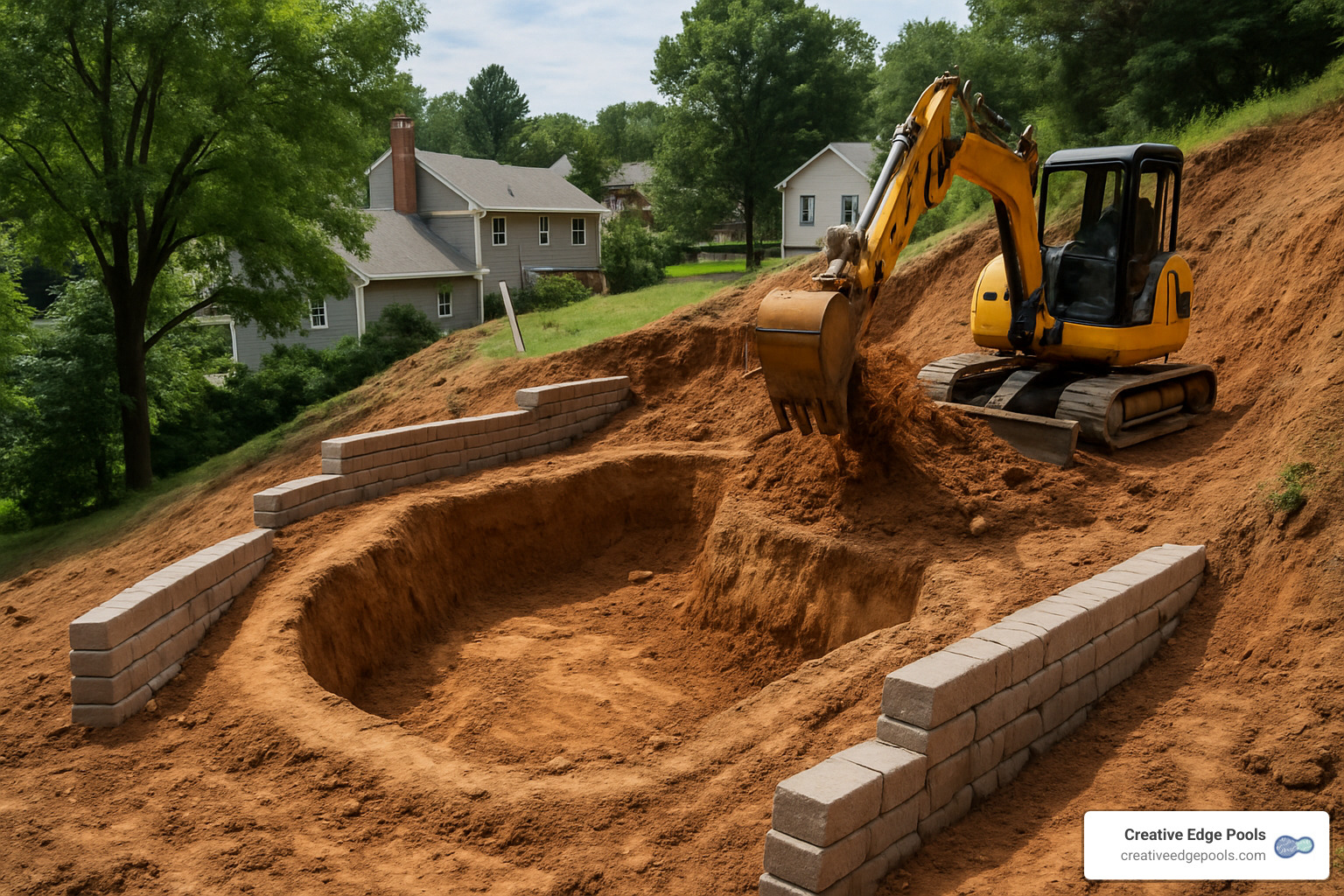 pool excavation on sloped terrain - how much does it cost for a pool