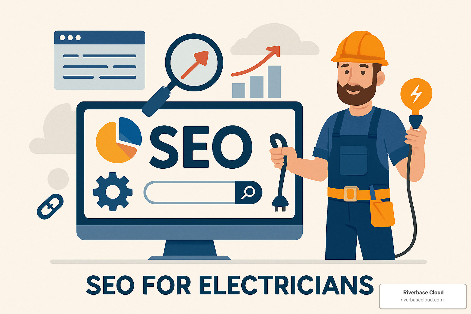 Electrician working on a website optimization - SEO for electricians