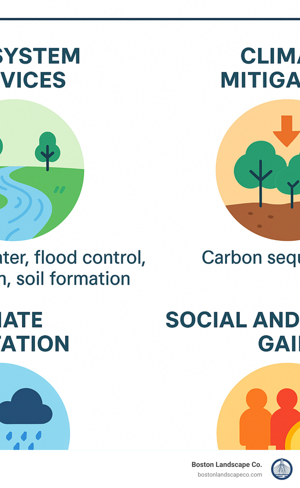 Diagram showing economic and social benefits of ecological restoration - Ecological Restoration infographic 