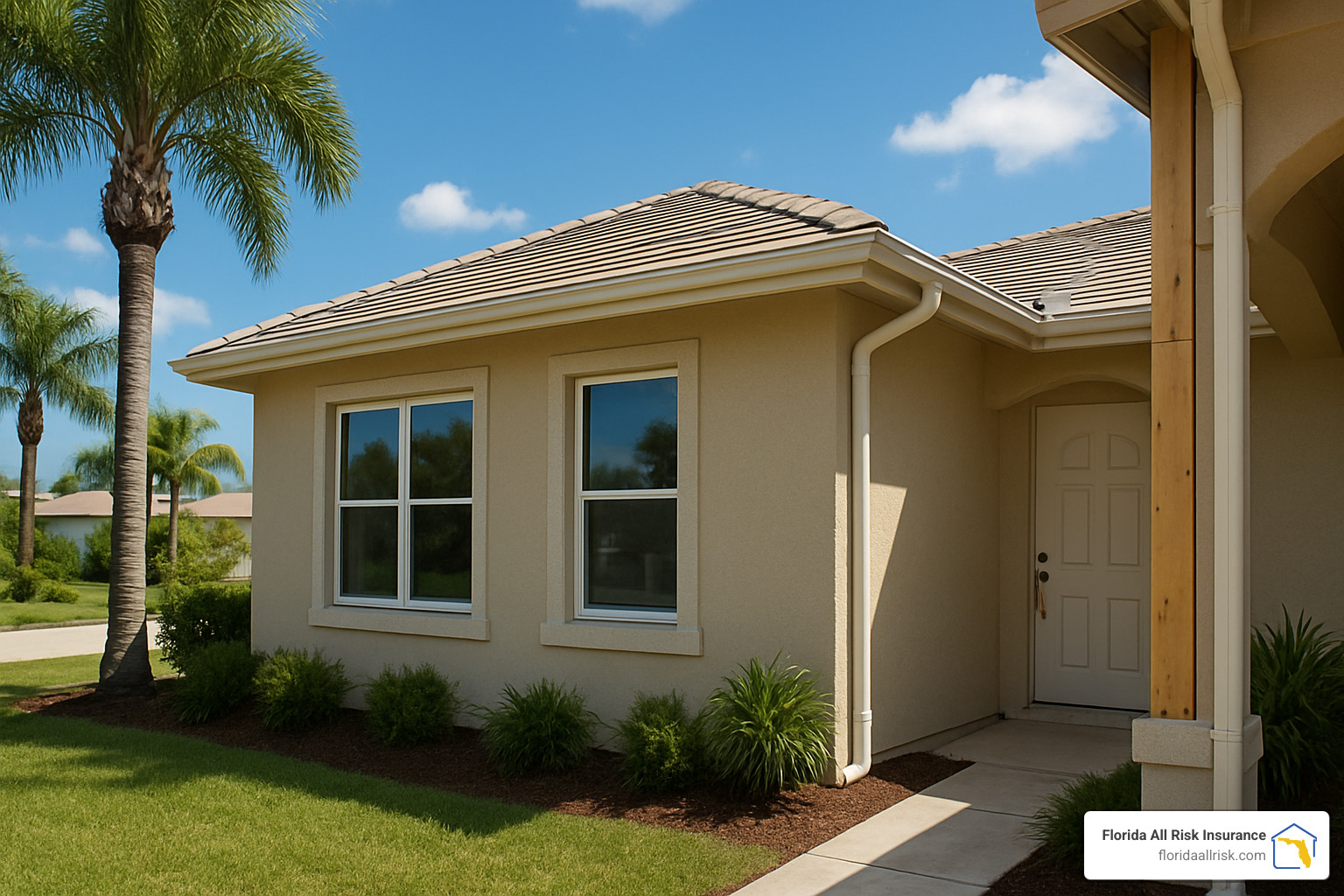 Wind mitigation features including impact windows, hurricane straps, and hip roof design - home insurance okeechobee fl
