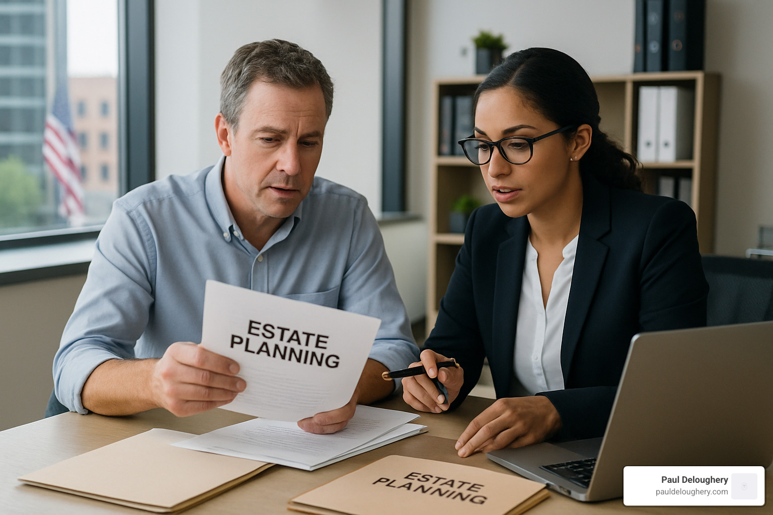 Person reviewing estate planning documents with advisor - legacy planning advice