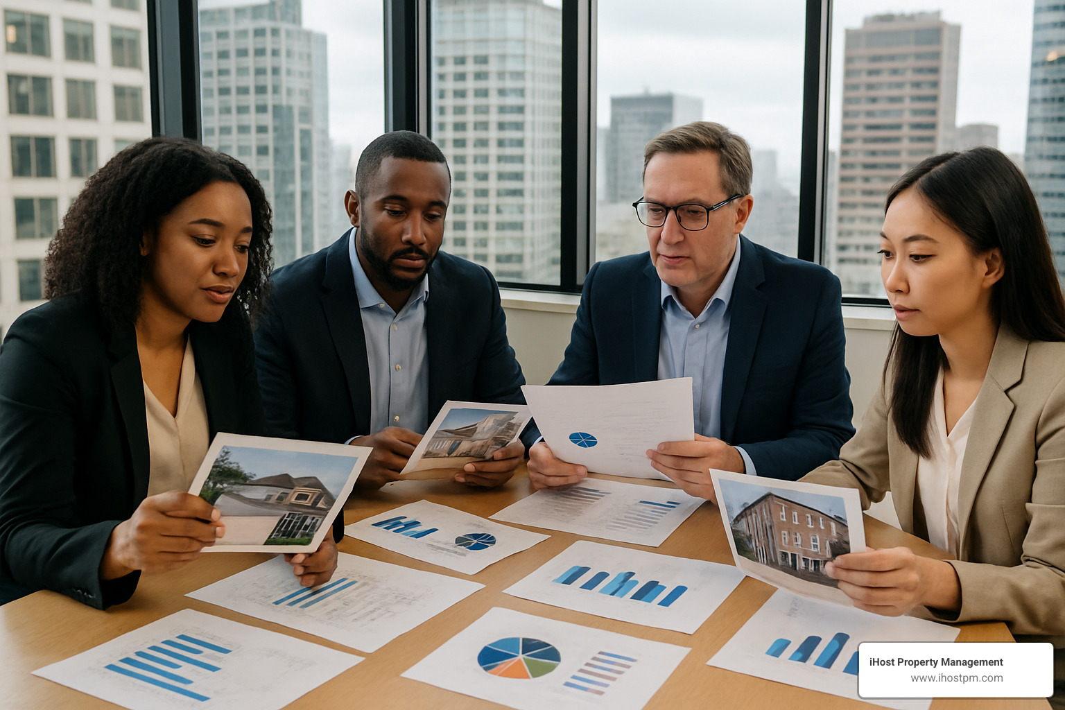 investors reviewing property portfolio - real estate investment group