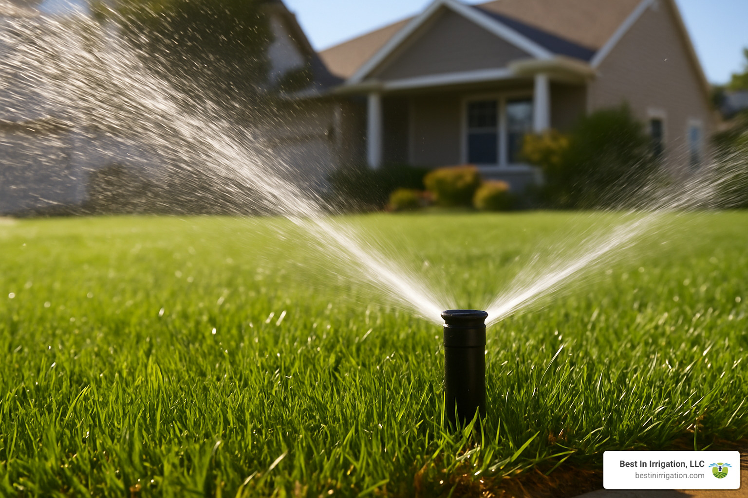 Pop-up sprinkler head in action - best retic sprinklers