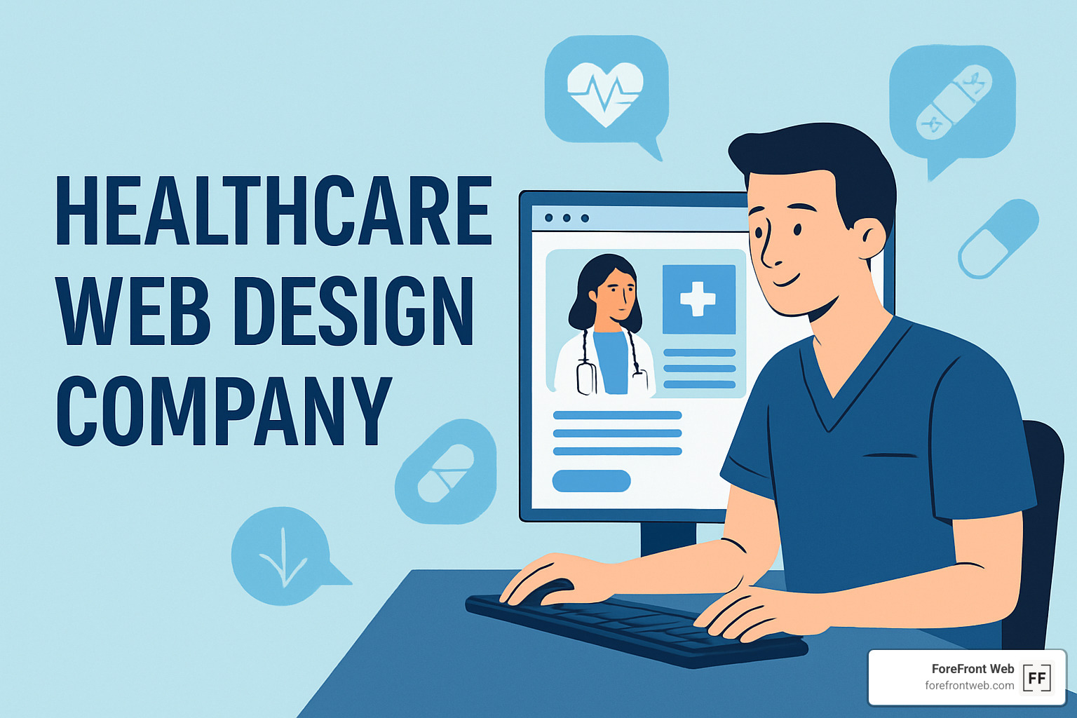 Patient using healthcare website on mobile device - Healthcare web design company