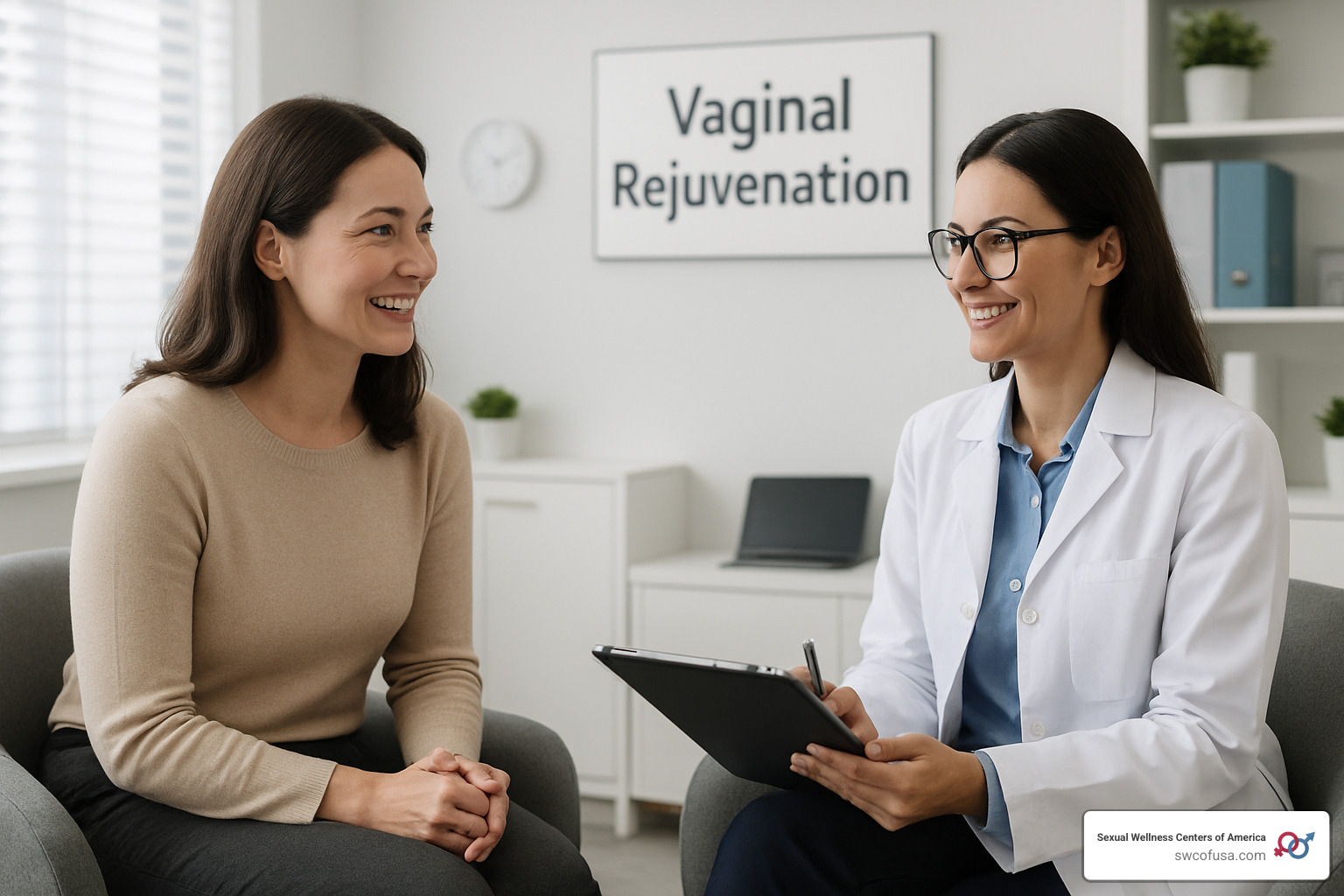 Woman consulting with doctor about vaginal rejuvenation options - vaginal rejuvenation procedure