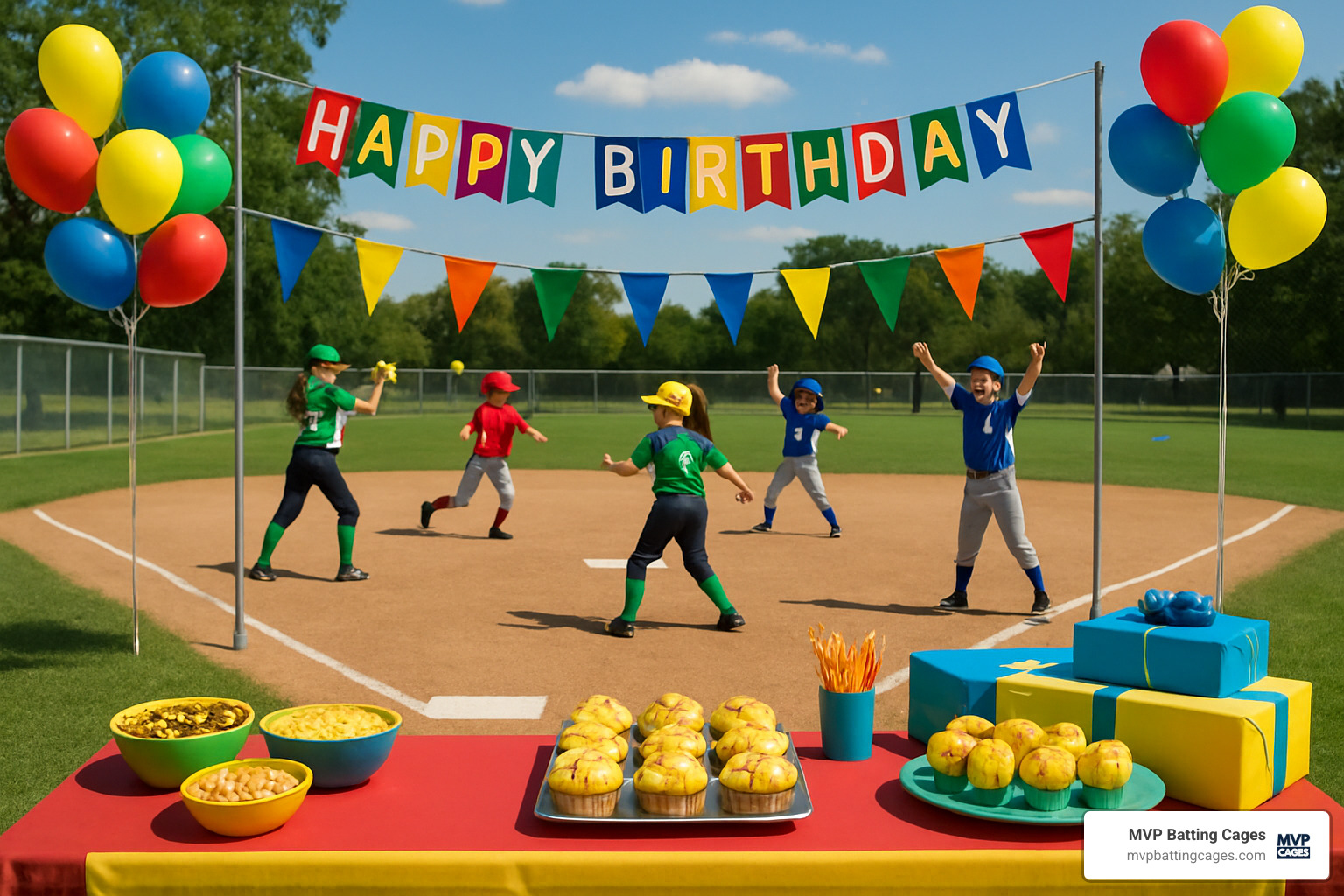 softball birthday party field setup - softball birthday party ideas