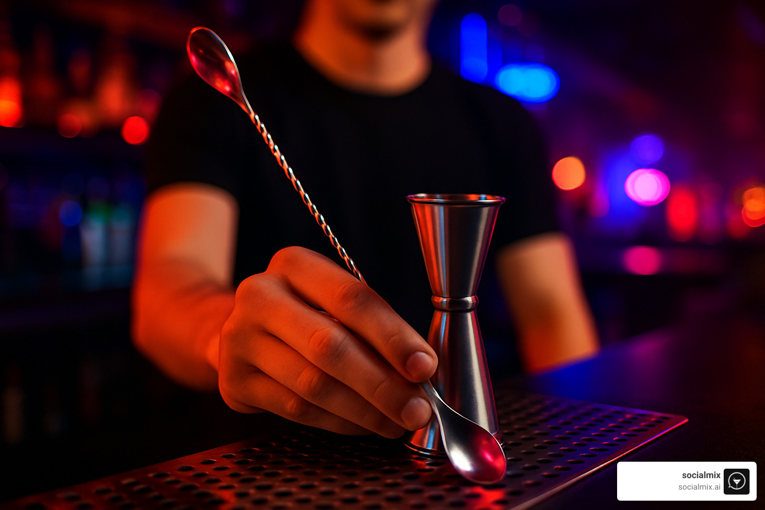 bar spoon and jigger - nightclub bartender outfits