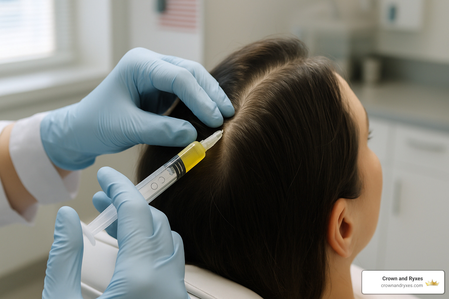PRP hair treatment procedure close-up - vampire hair regrowth