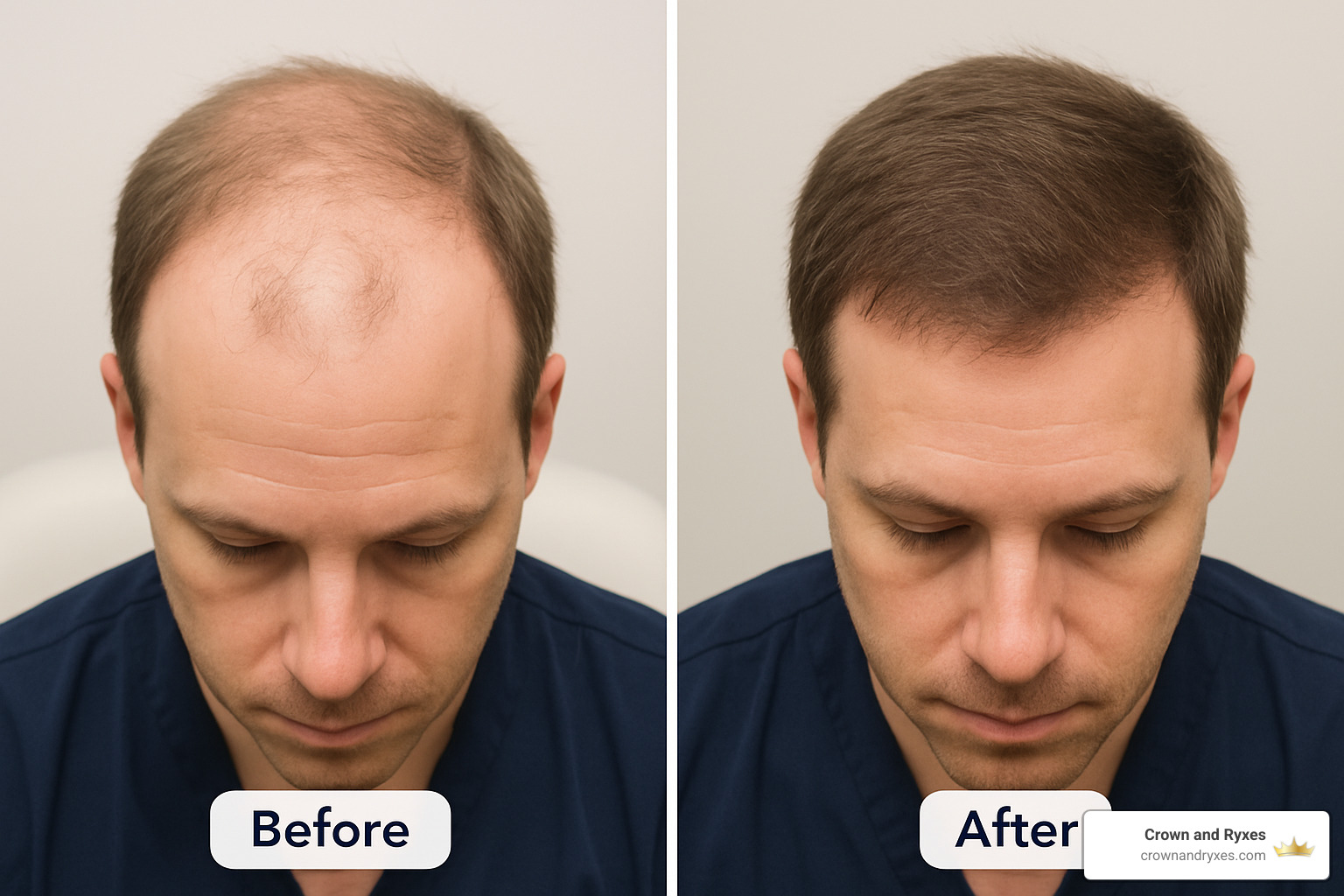 Before and after PRP hair treatment density comparison - vampire hair regrowth