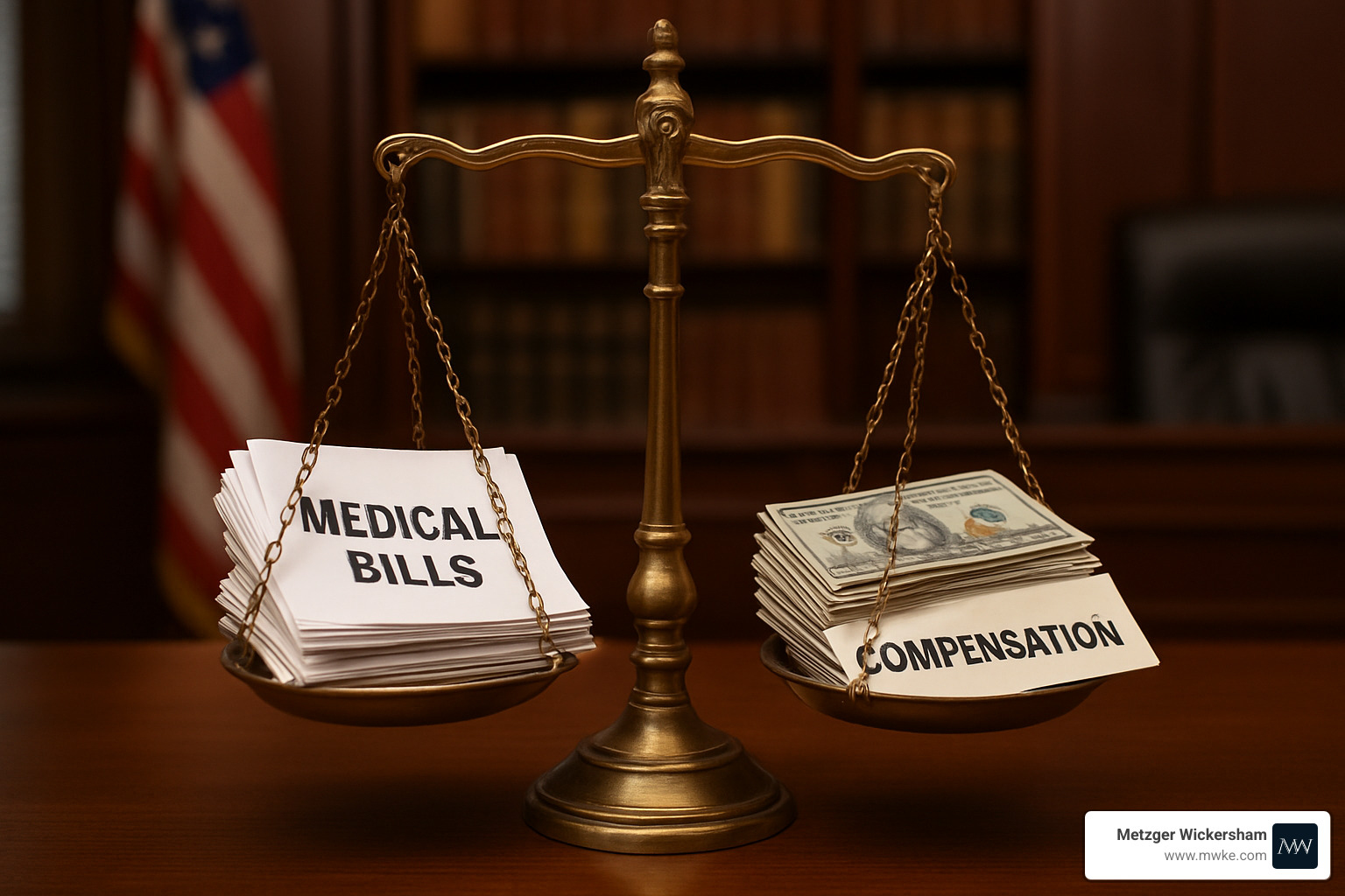 scales of justice with medical bills and compensation - Harrisburg personal injury attorney
