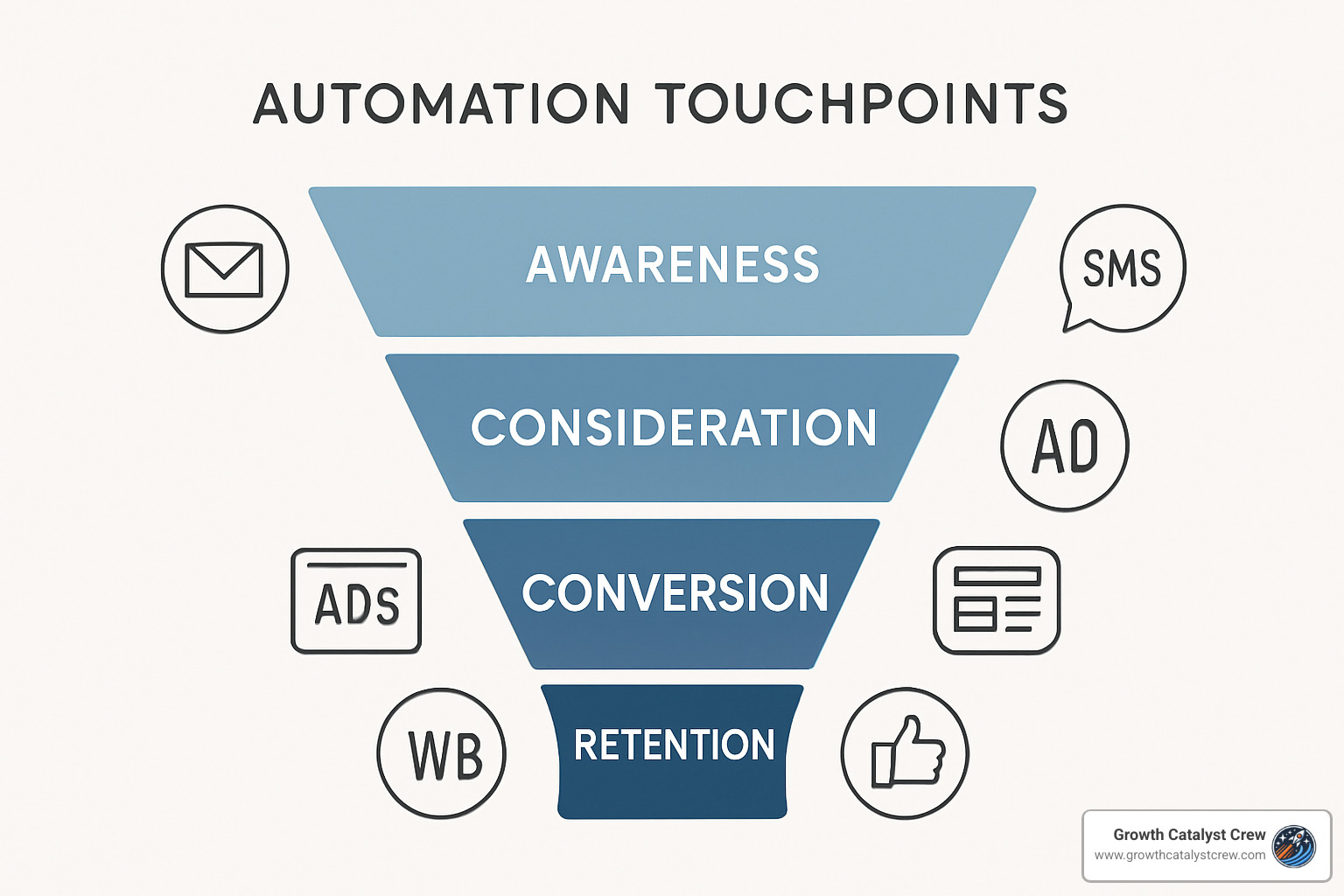 marketing funnel with automation touchpoints - automation in marketing