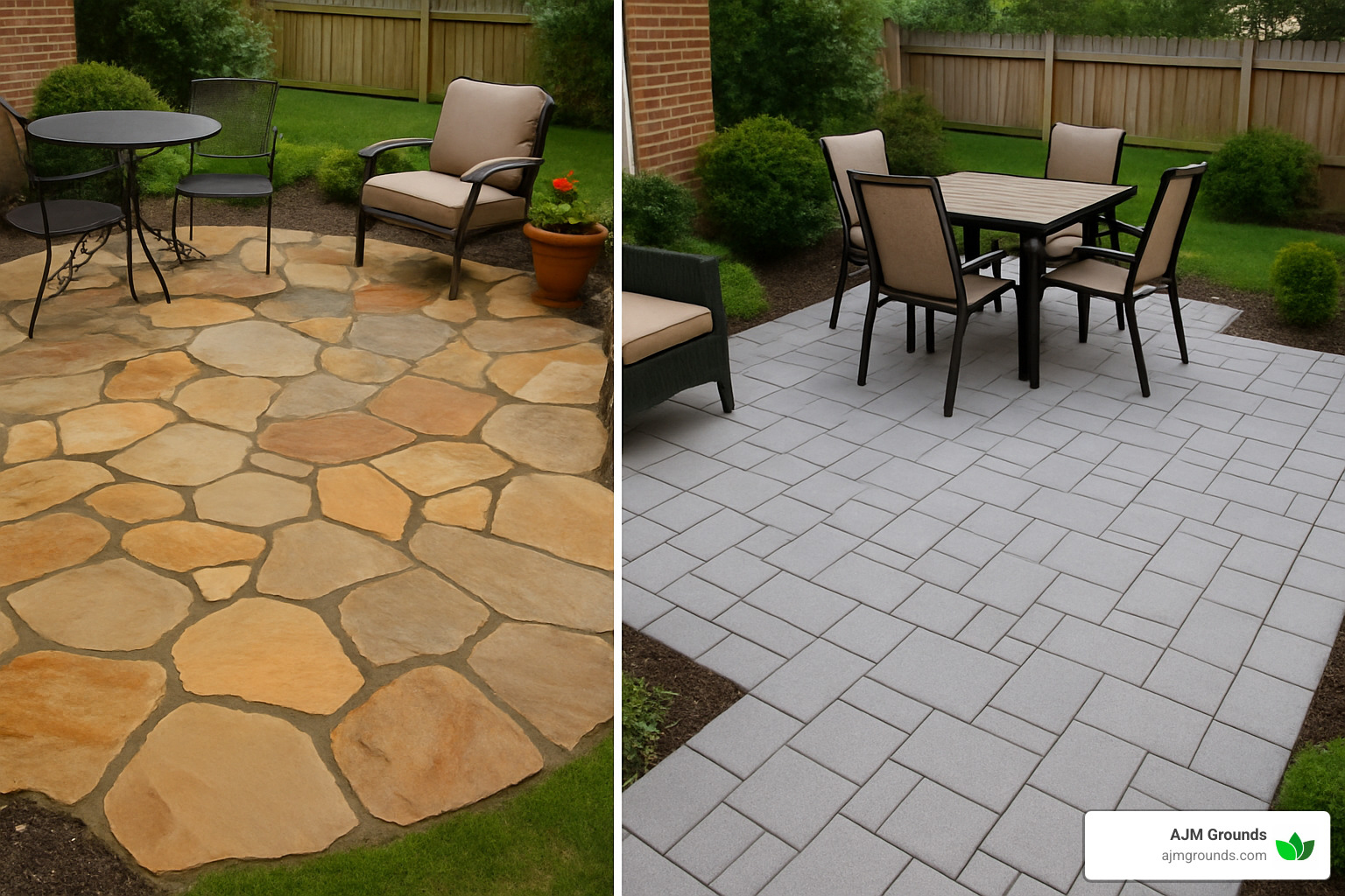 comparison of flagstone and concrete paver patios - patios and hardscapes