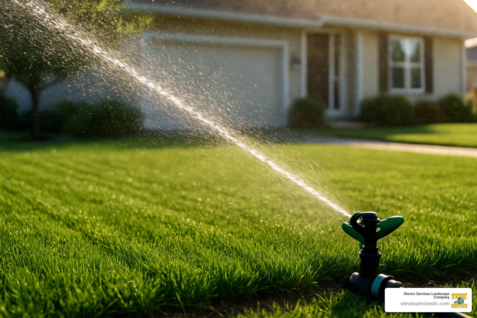 new lawn being watered with sprinkler - New sod watering guide