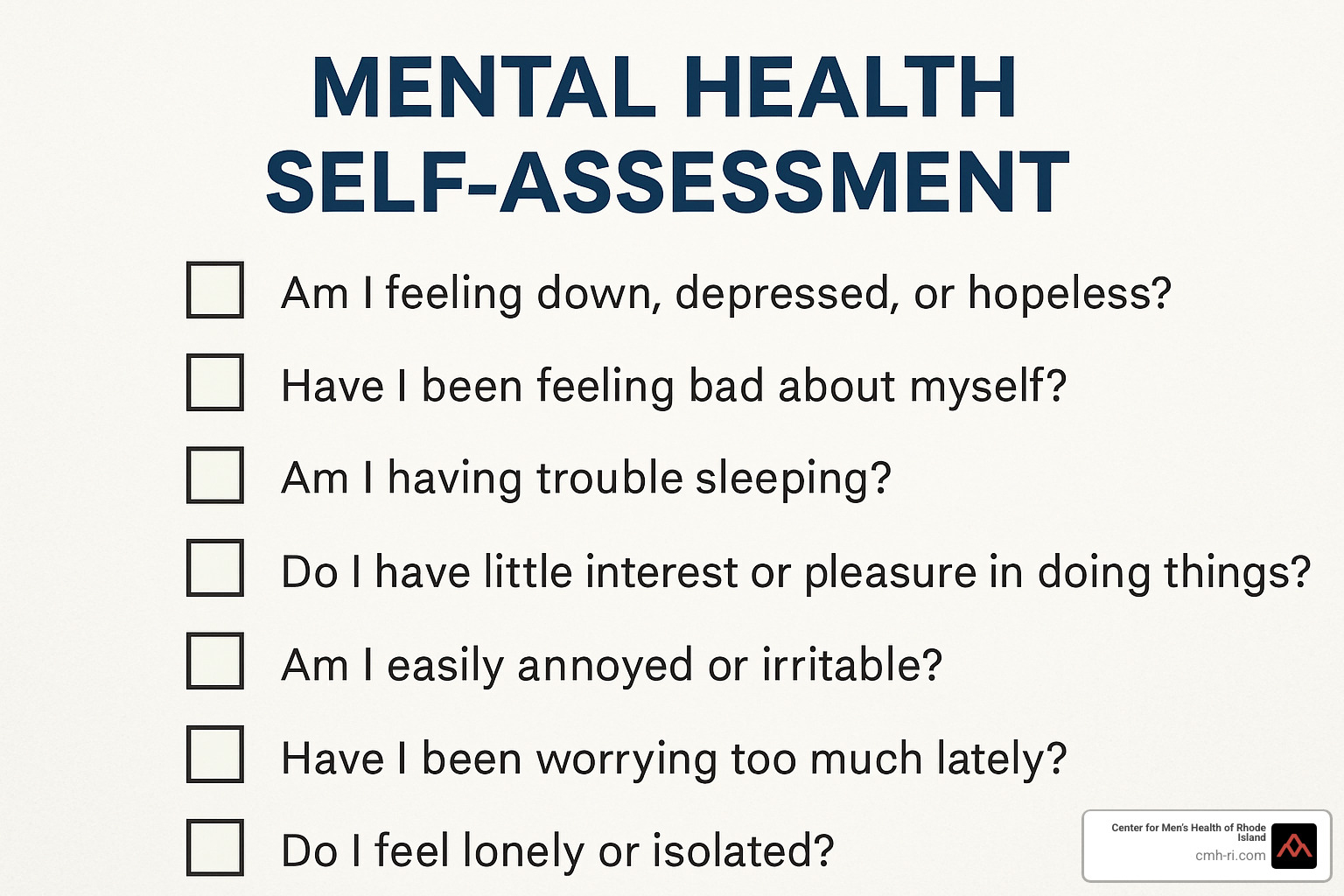 mental health self-assessment checklist - men's health assessment