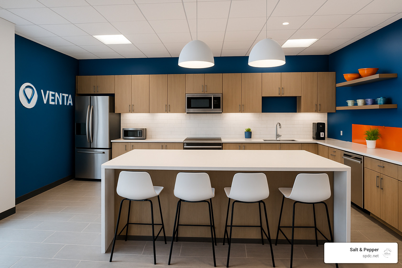 Modern commercial break room kitchen - tampa remodeling company
