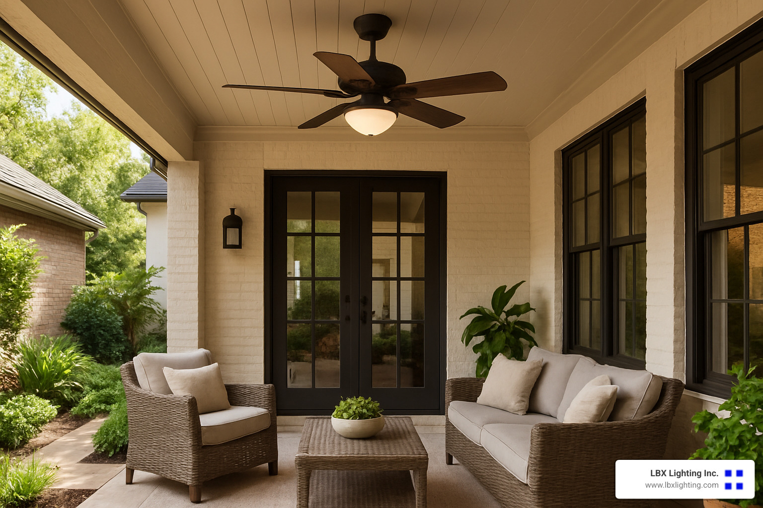 Outdoor ceiling fan on Houston patio - Houston ceiling fan service