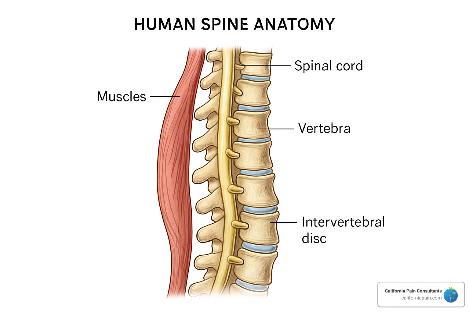 detailed spine anatomy - back injury