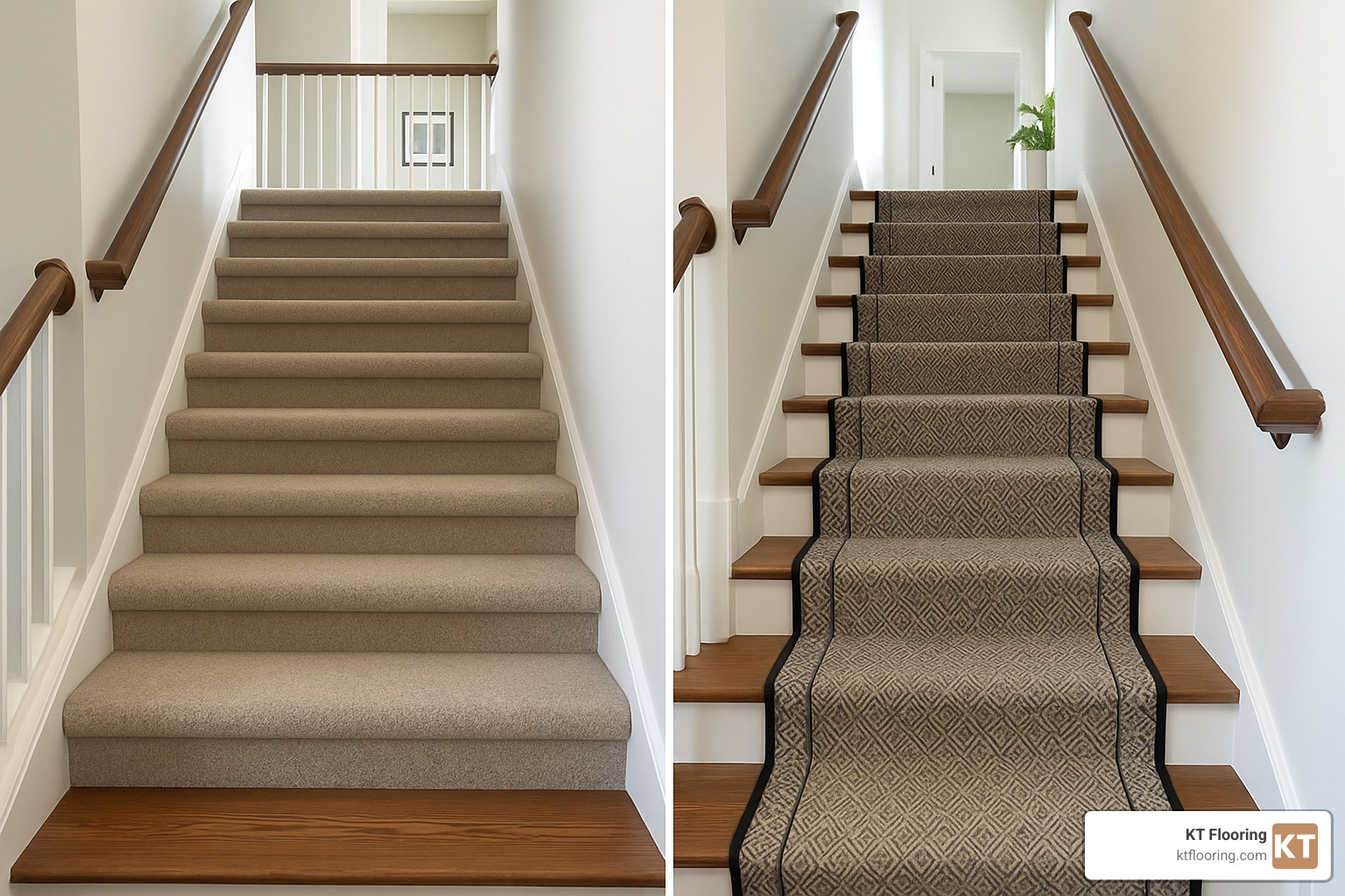 stair runner vs full width carpet comparison - stair carpet fitting