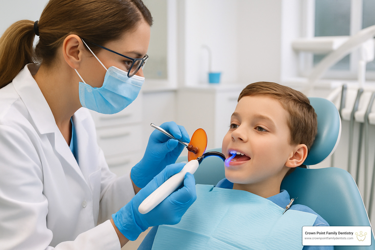 dental bonding procedure on child's tooth - cosmetic dentistry for kids
