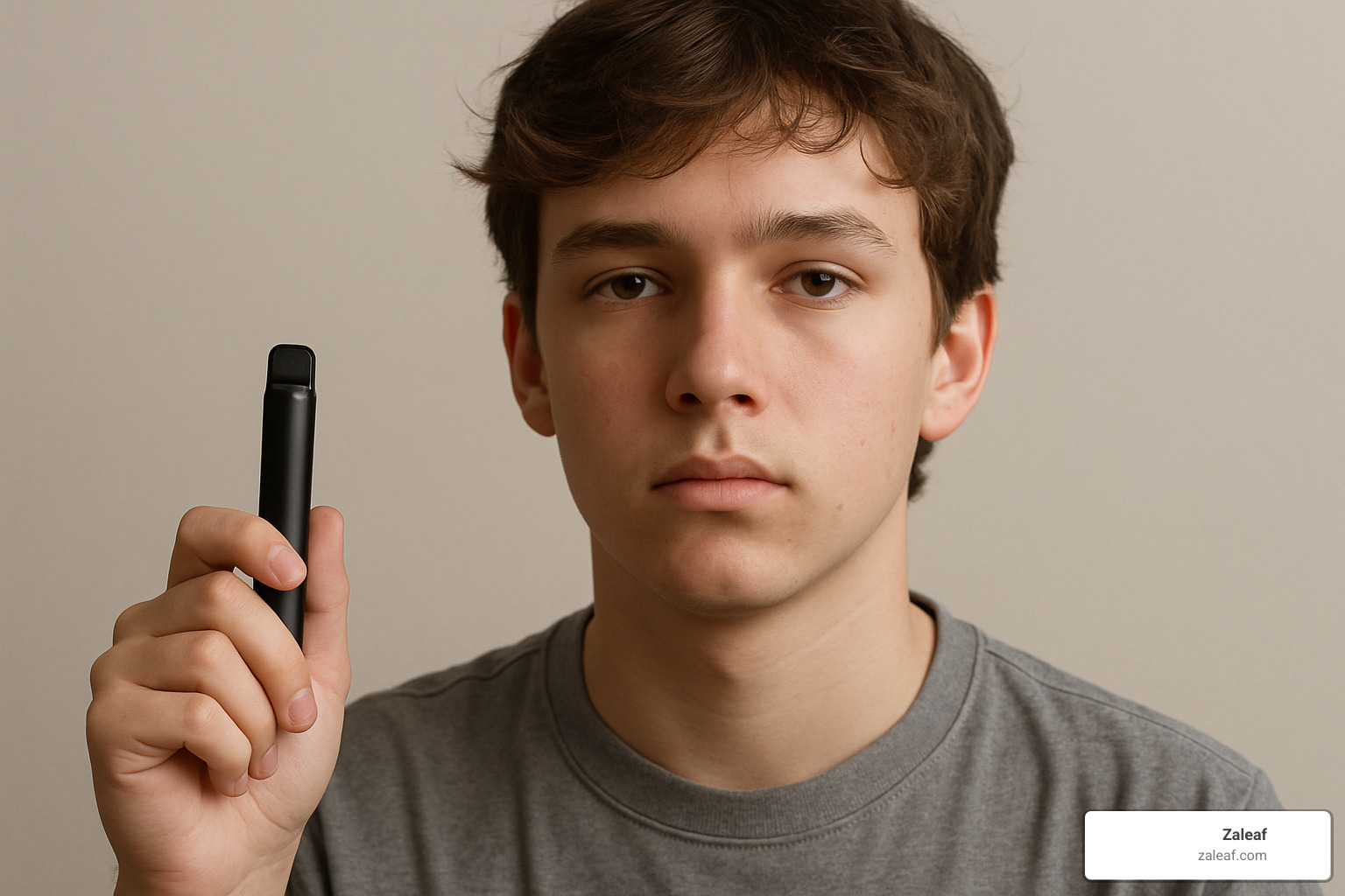 Teen holding unmarked vape pen - Delta 8 no ID