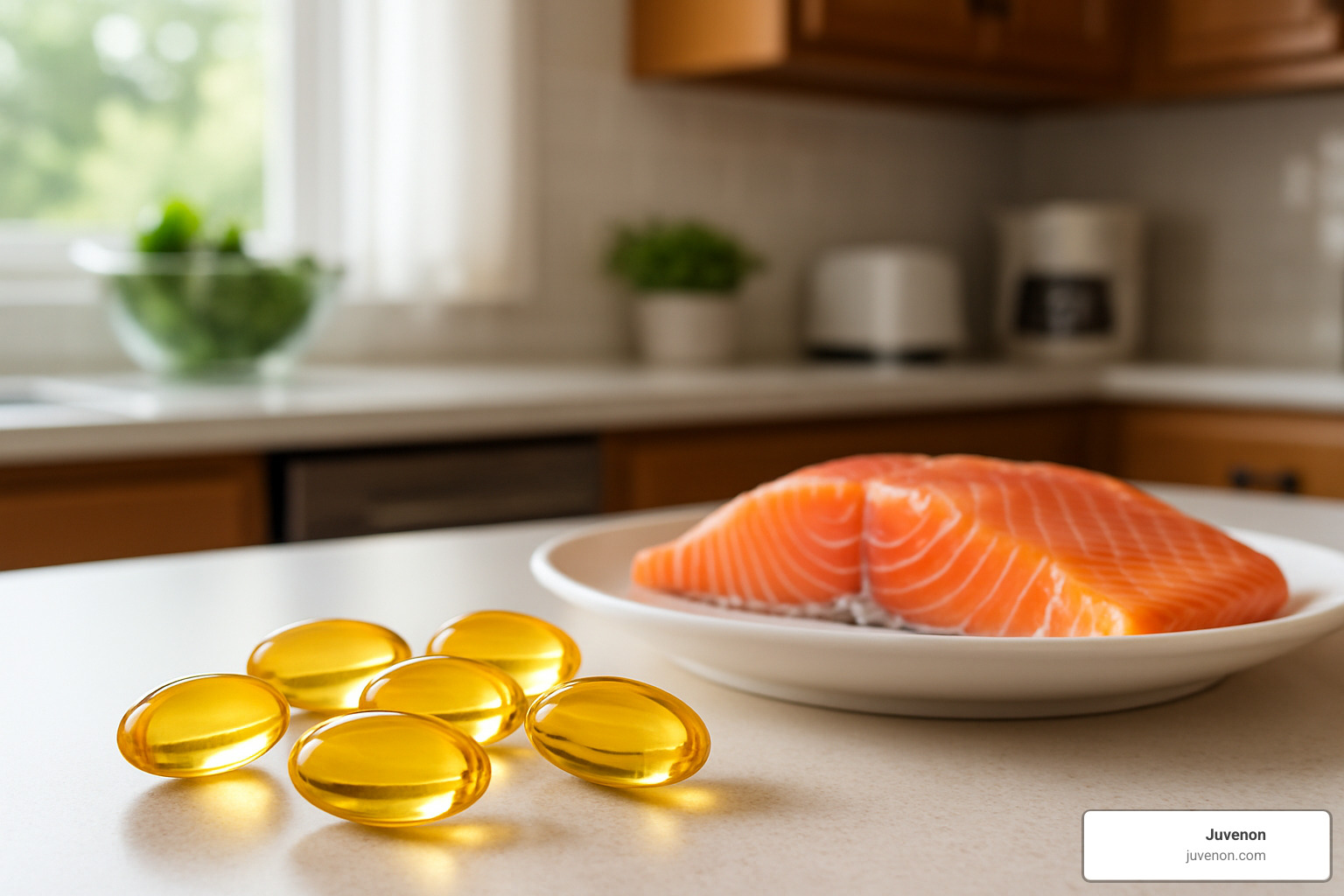 omega-3 fatty acids from fish oil capsules and fatty fish sources - aging supplements