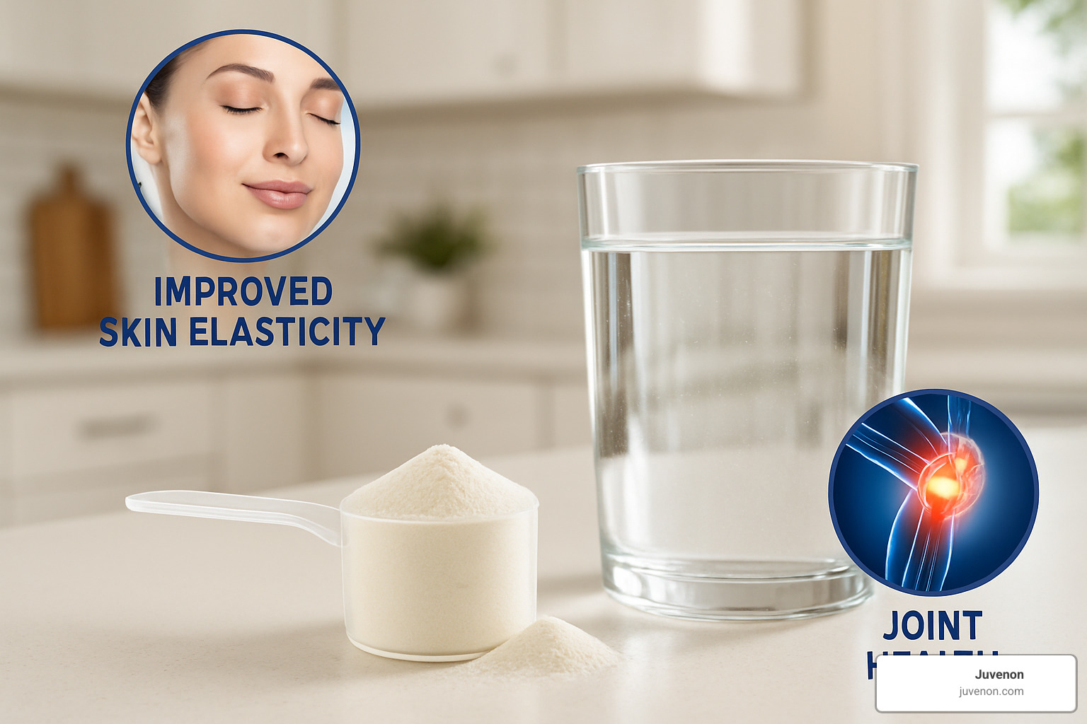 collagen peptides powder with skin elasticity and joint health imagery - aging supplements