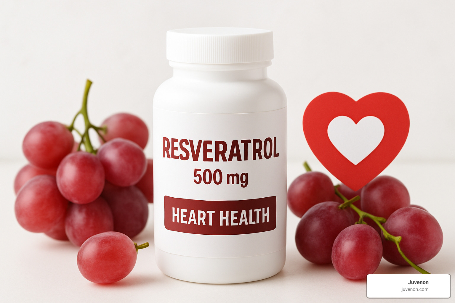 resveratrol supplement with grapes and heart health imagery - aging supplements