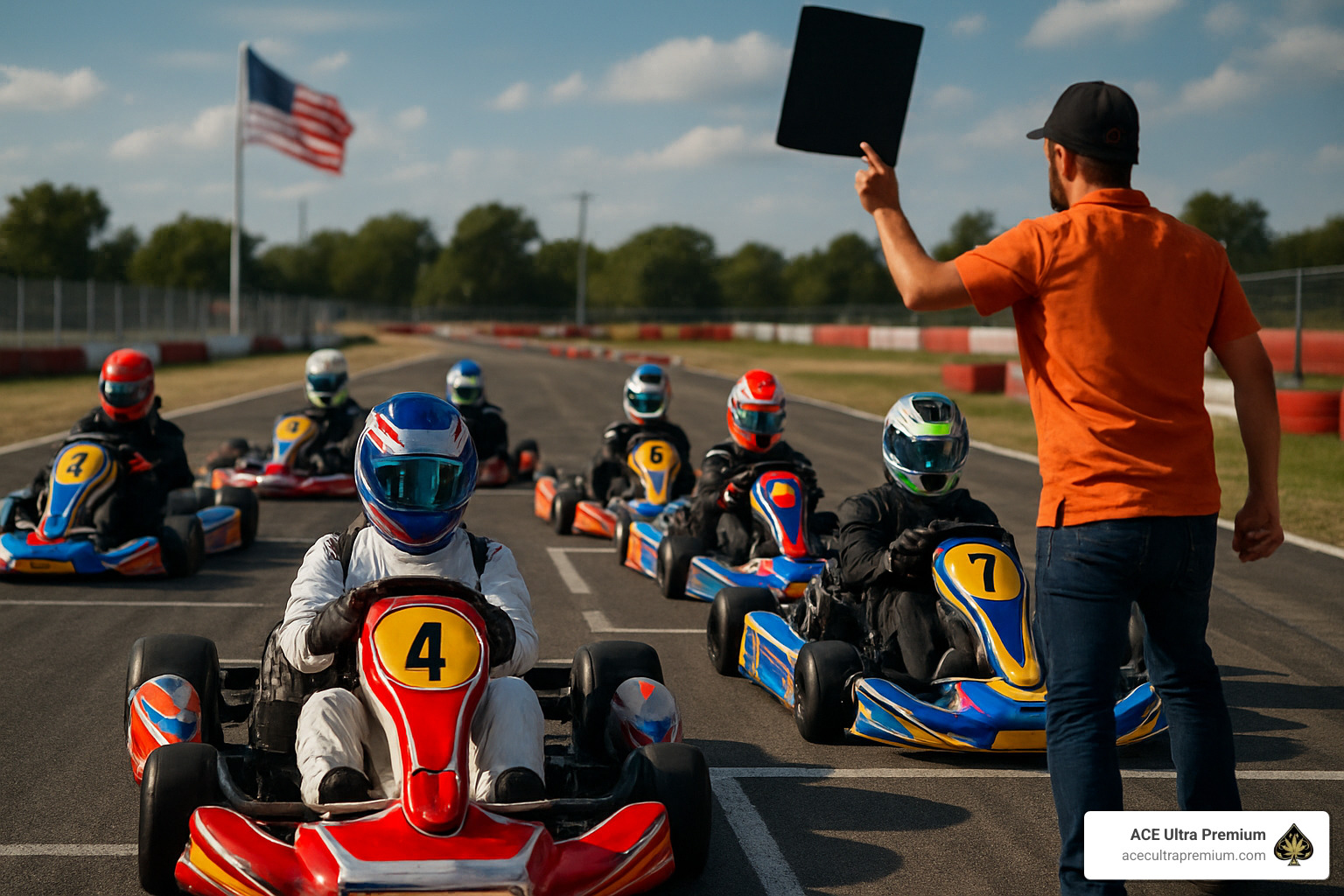 Starting grid of karts at Ace Karts - ace karts
