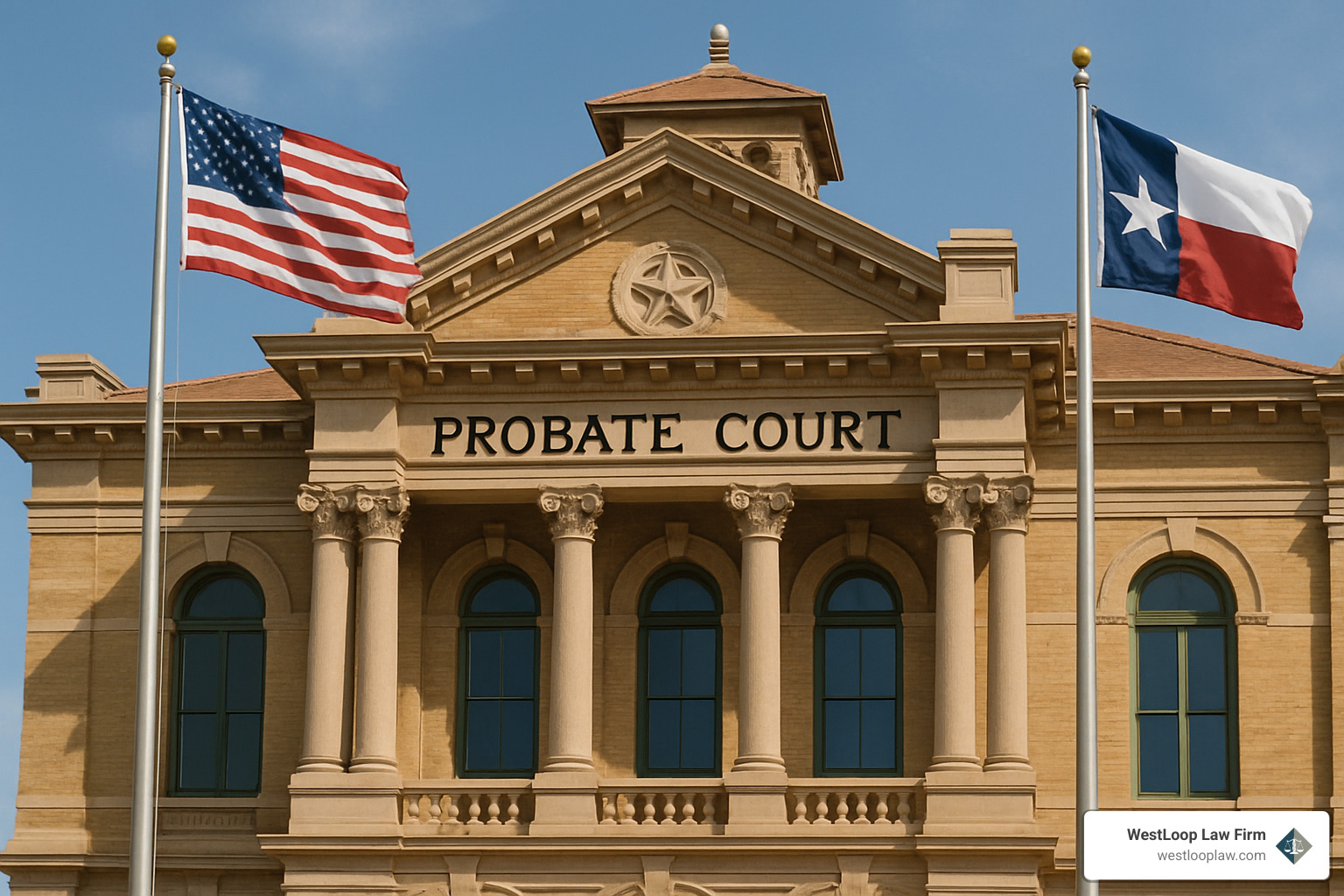 Texas courthouse with probate court signage - estate litigation lawyer in texas
