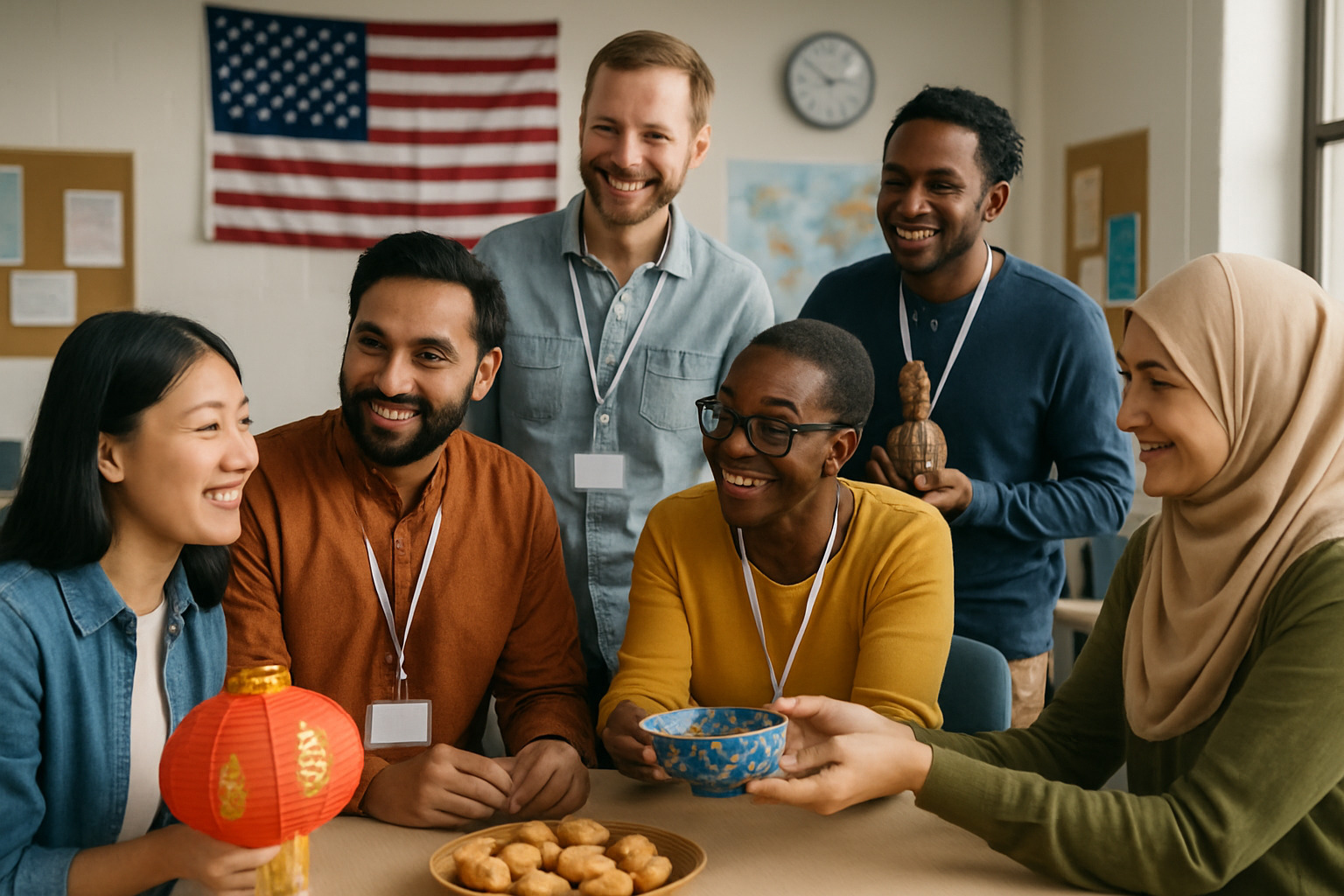 People from diverse backgrounds engaging in a cultural exchange program - cultural education programs for adults