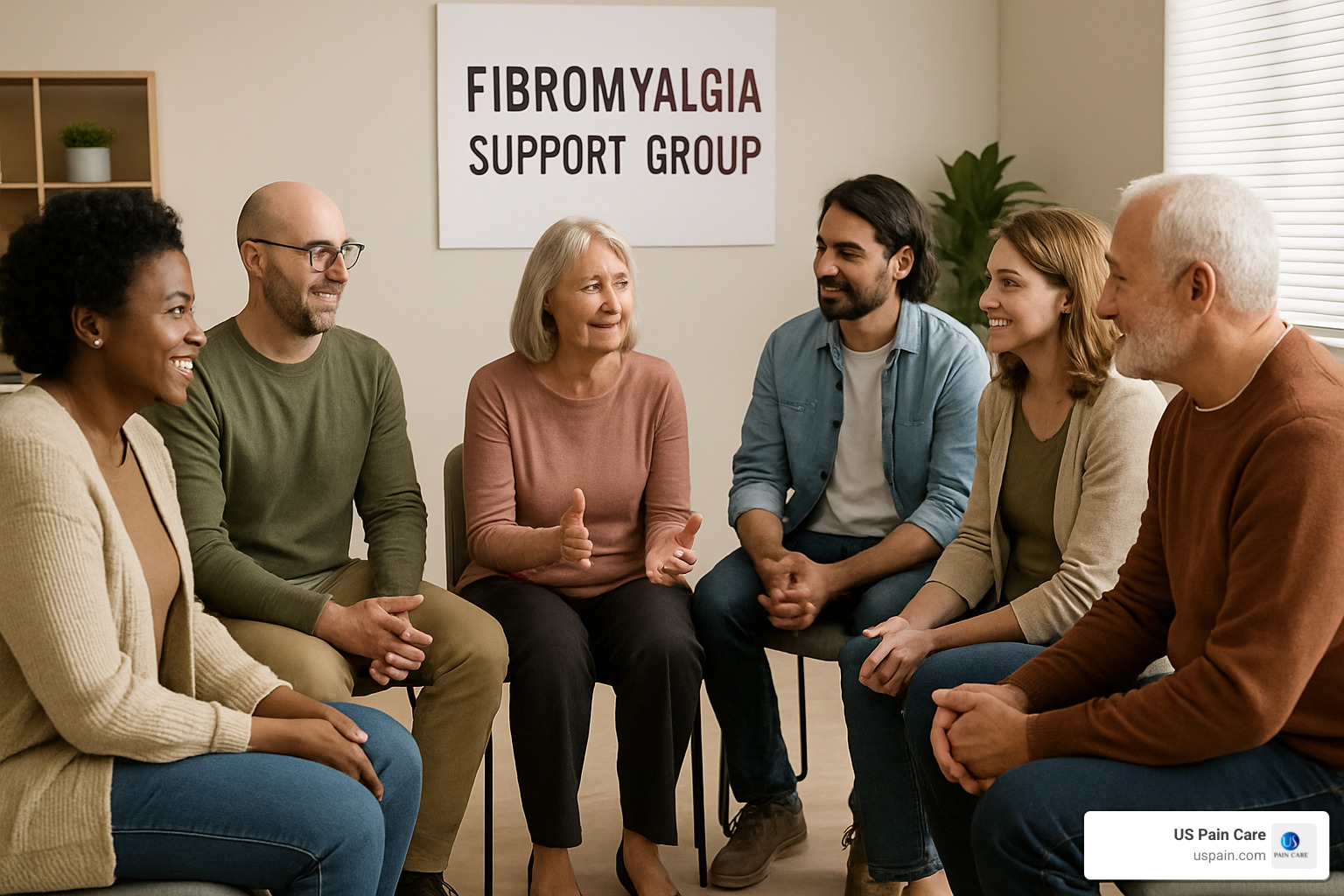 Support group meeting - fibromyalgia pain treatment options