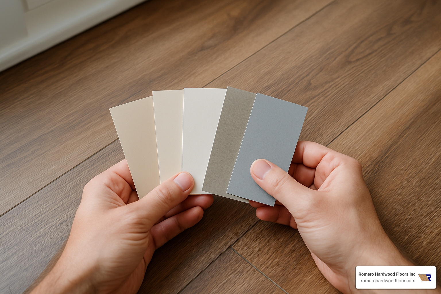 Color swatch comparison on laminate flooring - fixing scratches on fake wood