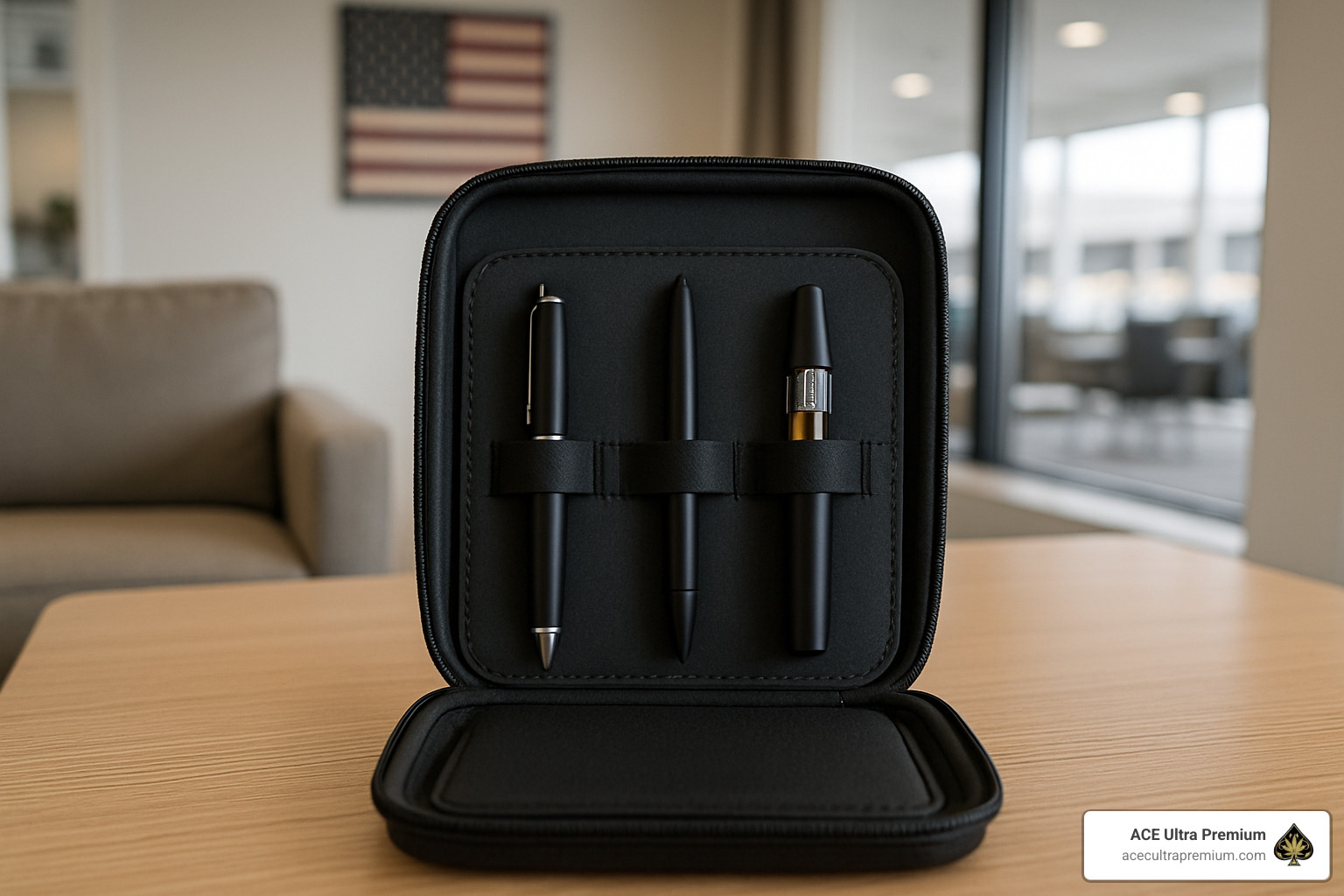 Travel storage case for Ace Pen products showing proper organization and protection - ace pen