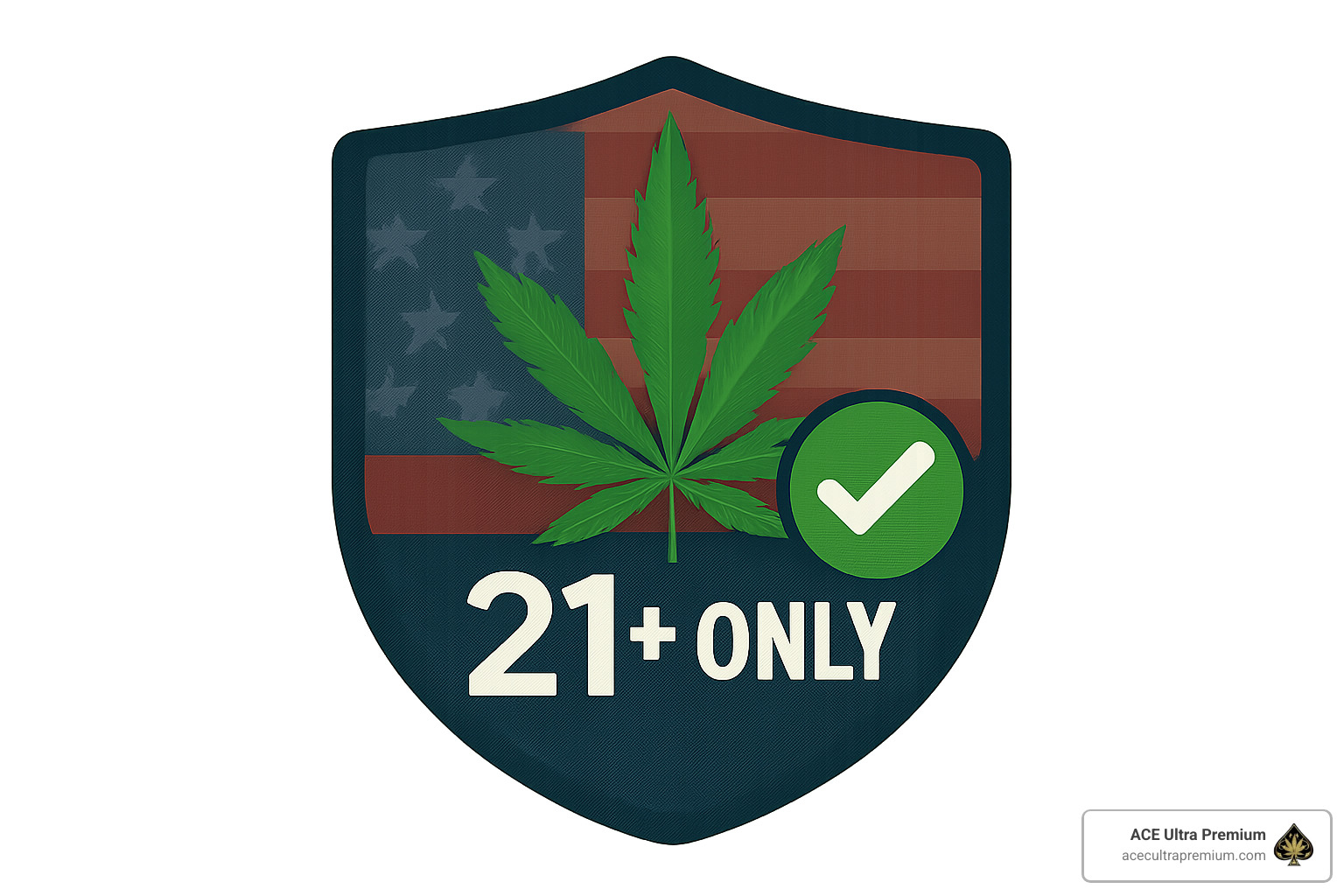 Cannabis compliance badge showing legal purchase requirements - ace ultra premium where to buy