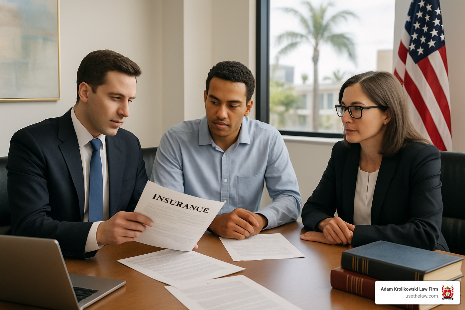 insurance negotiation meeting with attorney and client - santa ana trucking accidents attorney